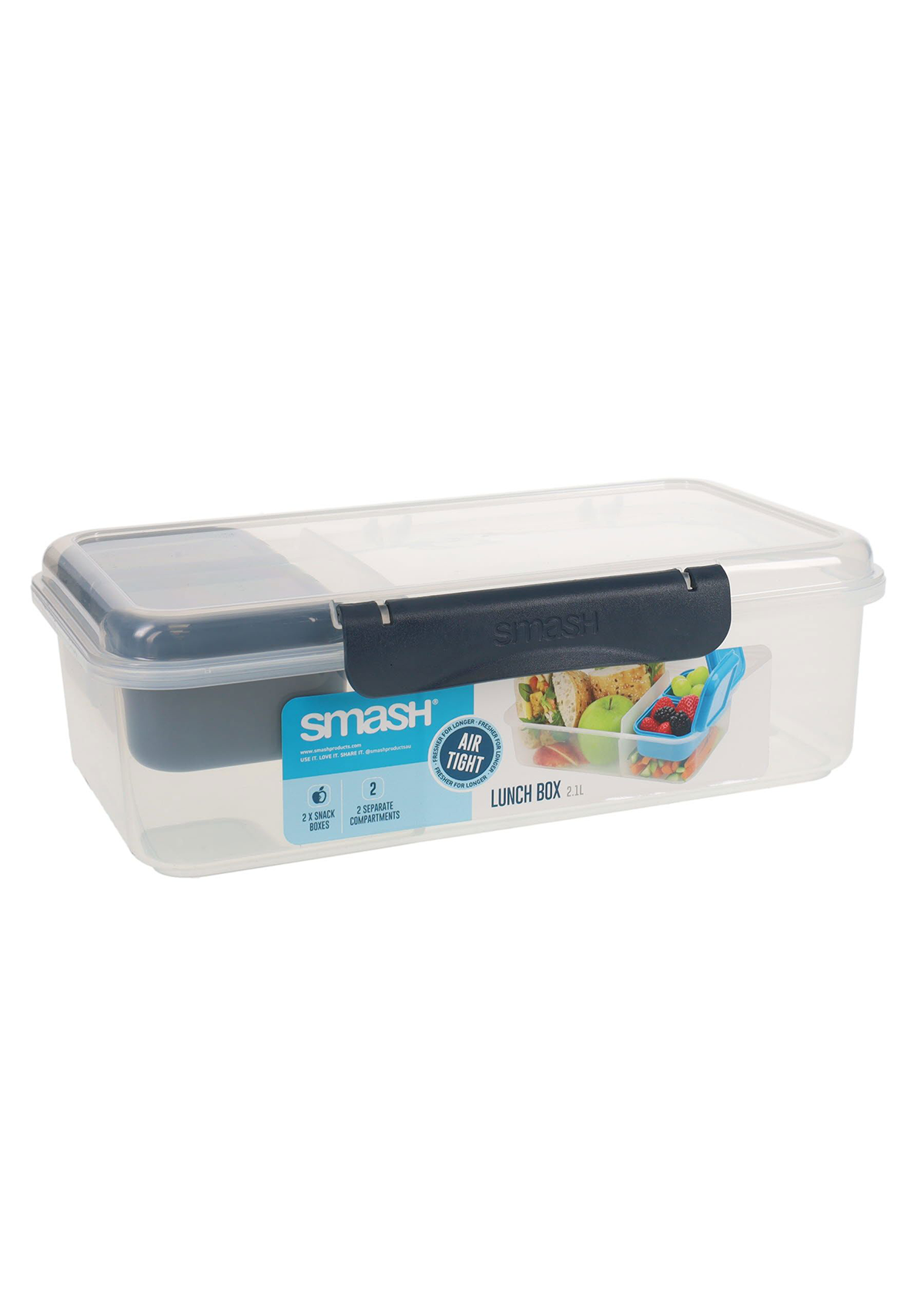2.1l Leakproof Lunchbox With Removable Compartment 2 Asst