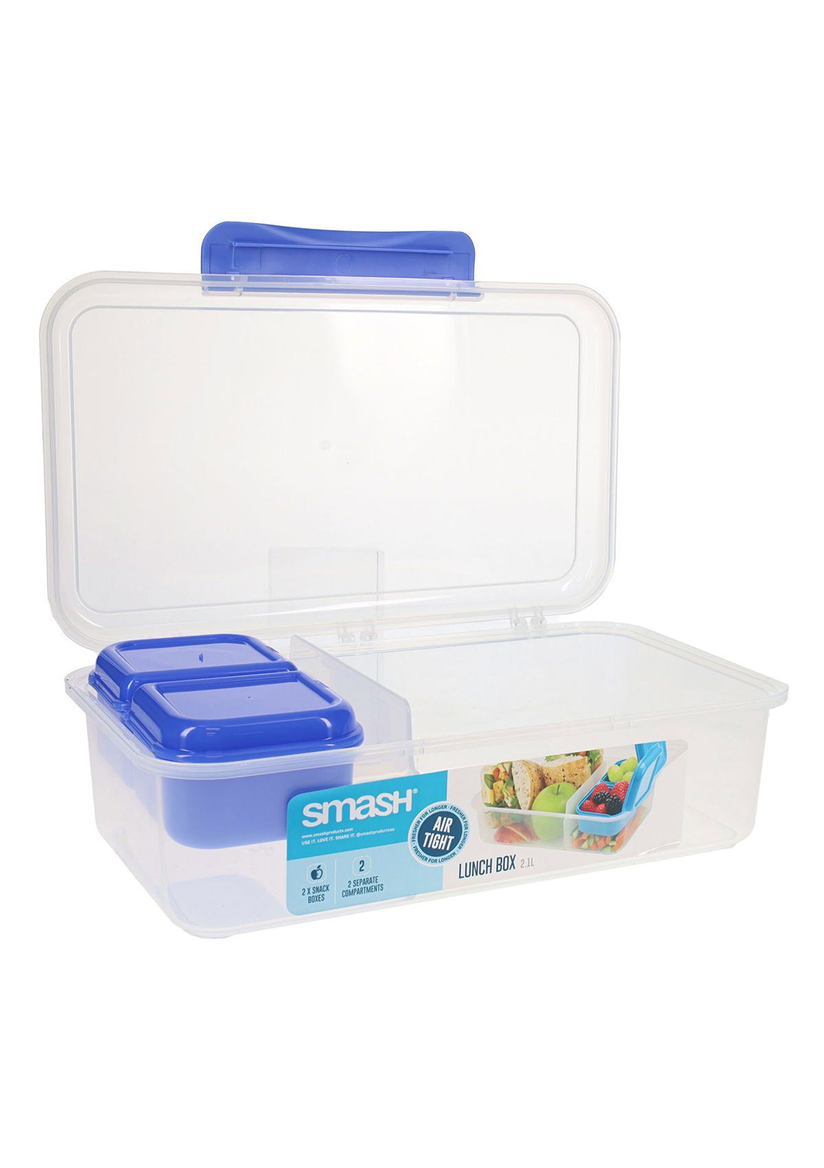 2.1l Leakproof Lunchbox With Removable Compartment 2 Asst