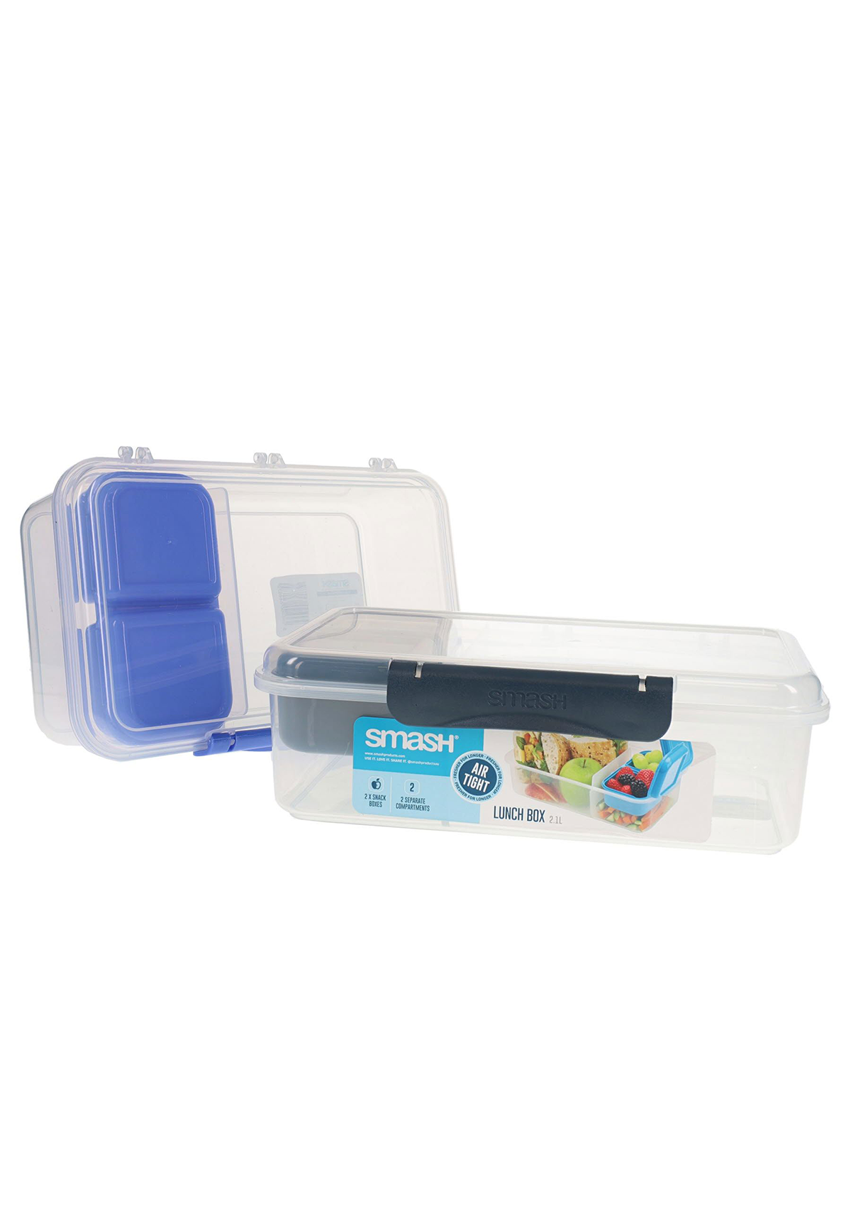 2.1l Leakproof Lunchbox With Removable Compartment 2 Asst