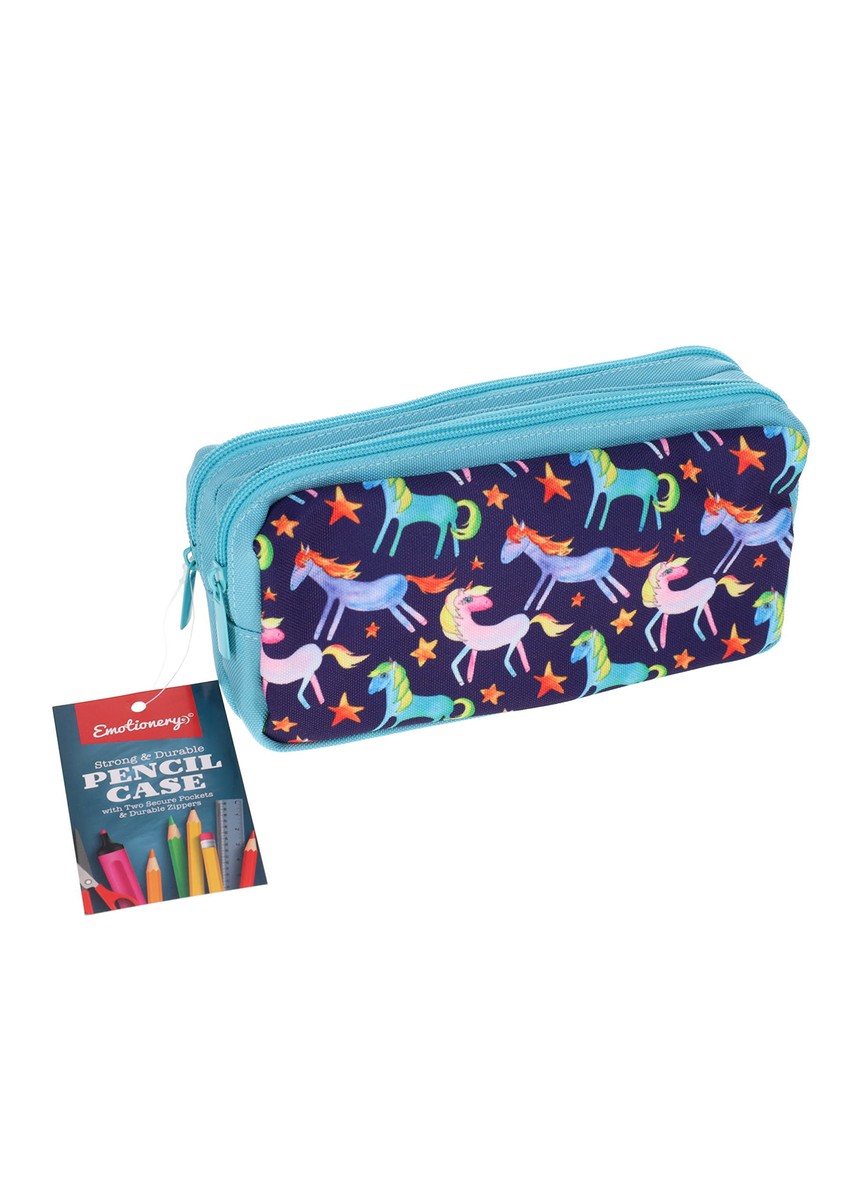 2 Pocket Pencil Case - Unicorn Pattern