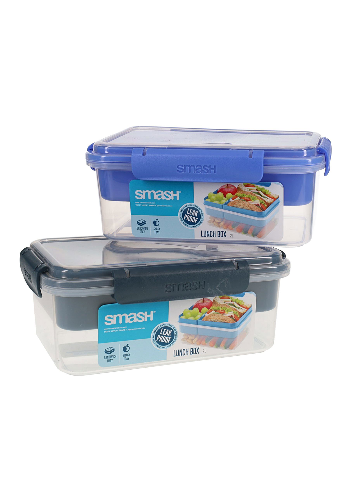 2l Leakproof Clip & Seal Lunch Box Asst