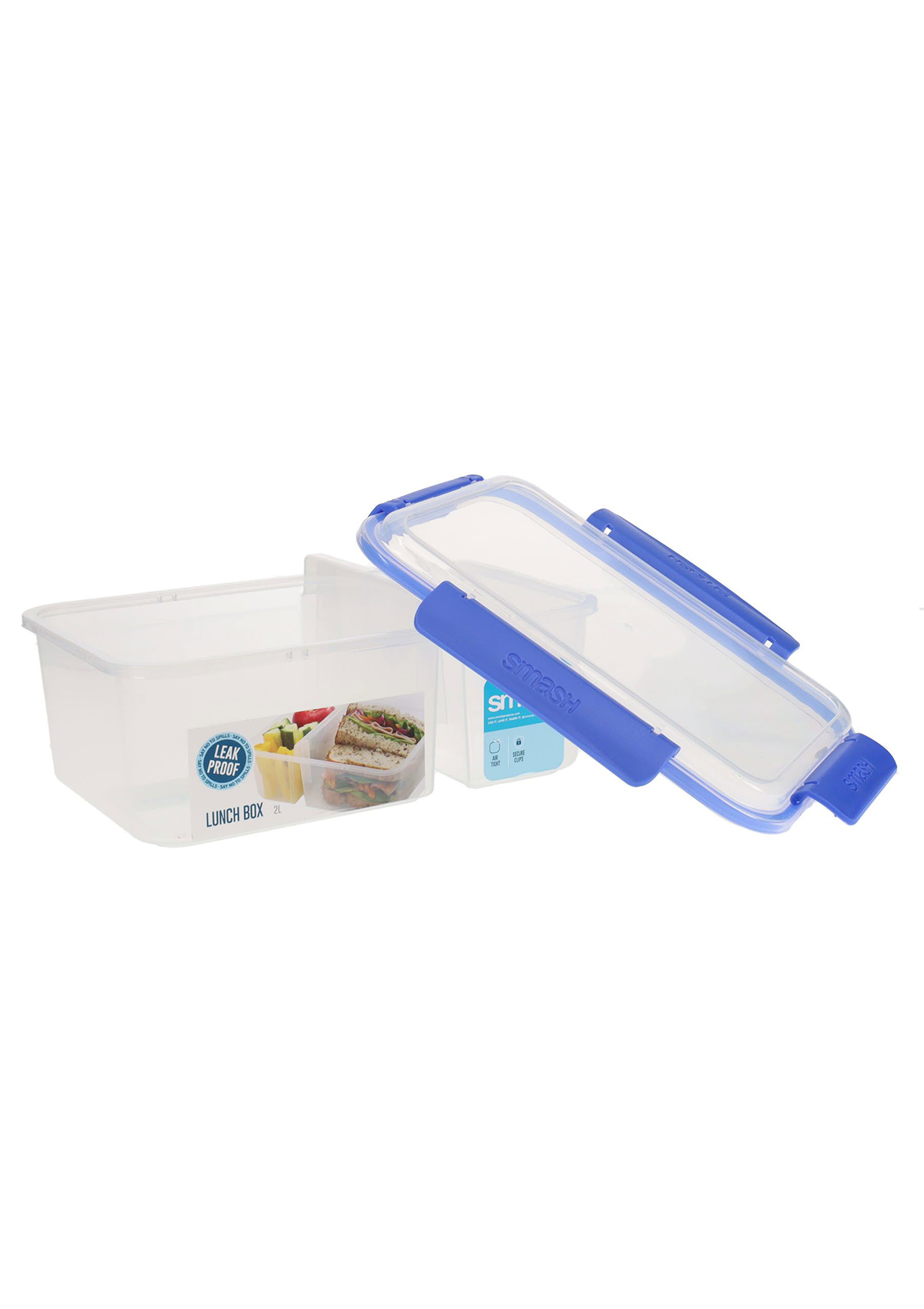 2l Leakproof Divided Lunch Box 2 Asst