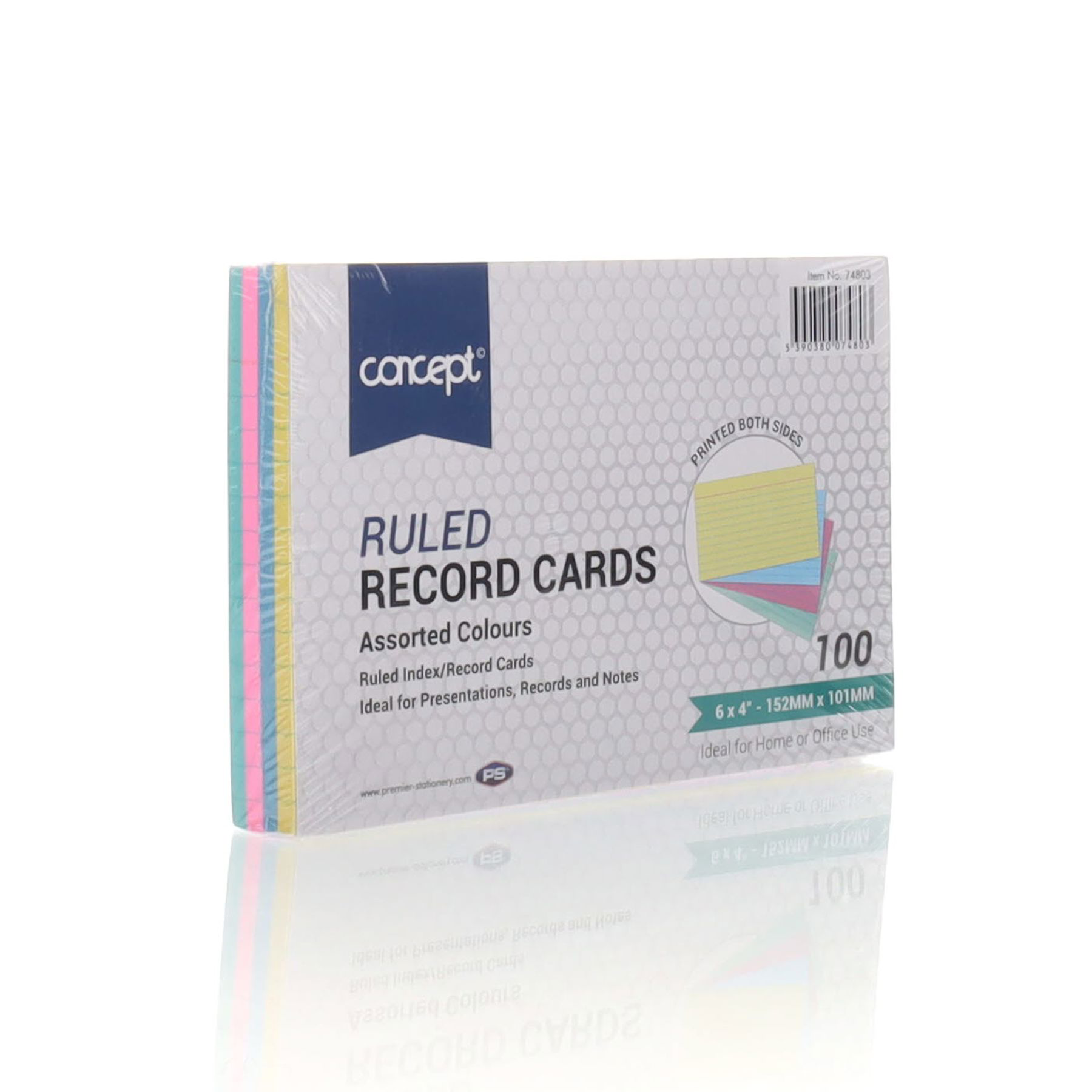 Pkt.100 6"X4" Ruled Record Cards - Colour