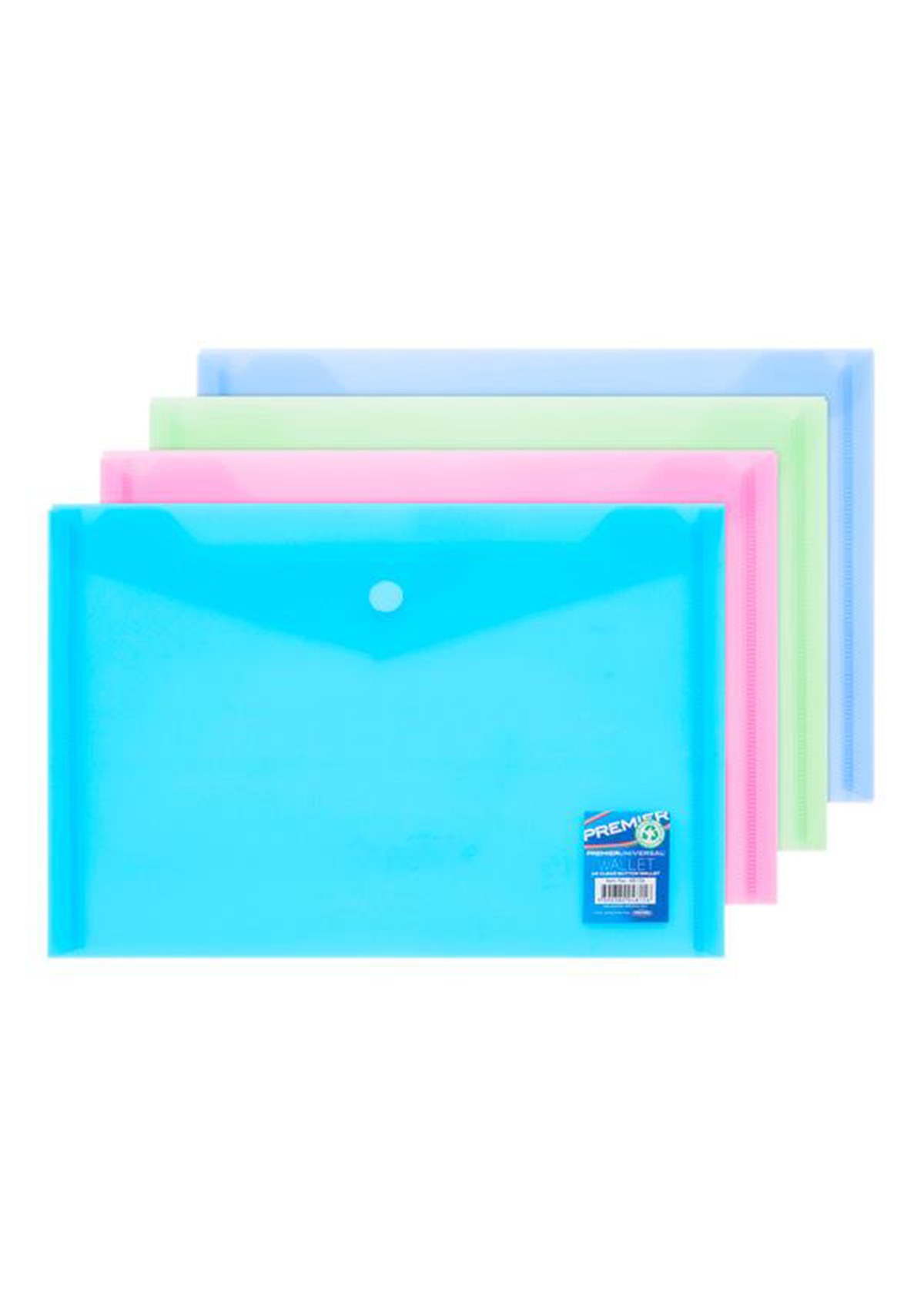 A5 Button Wallet Envelope Clear - 4 Asst