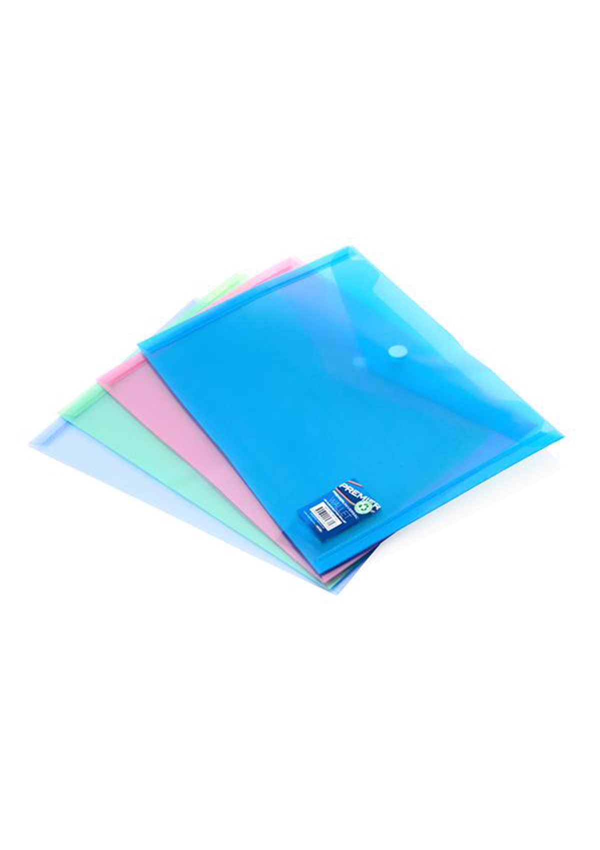 A5 Button Wallet Envelope Clear - 4 Asst