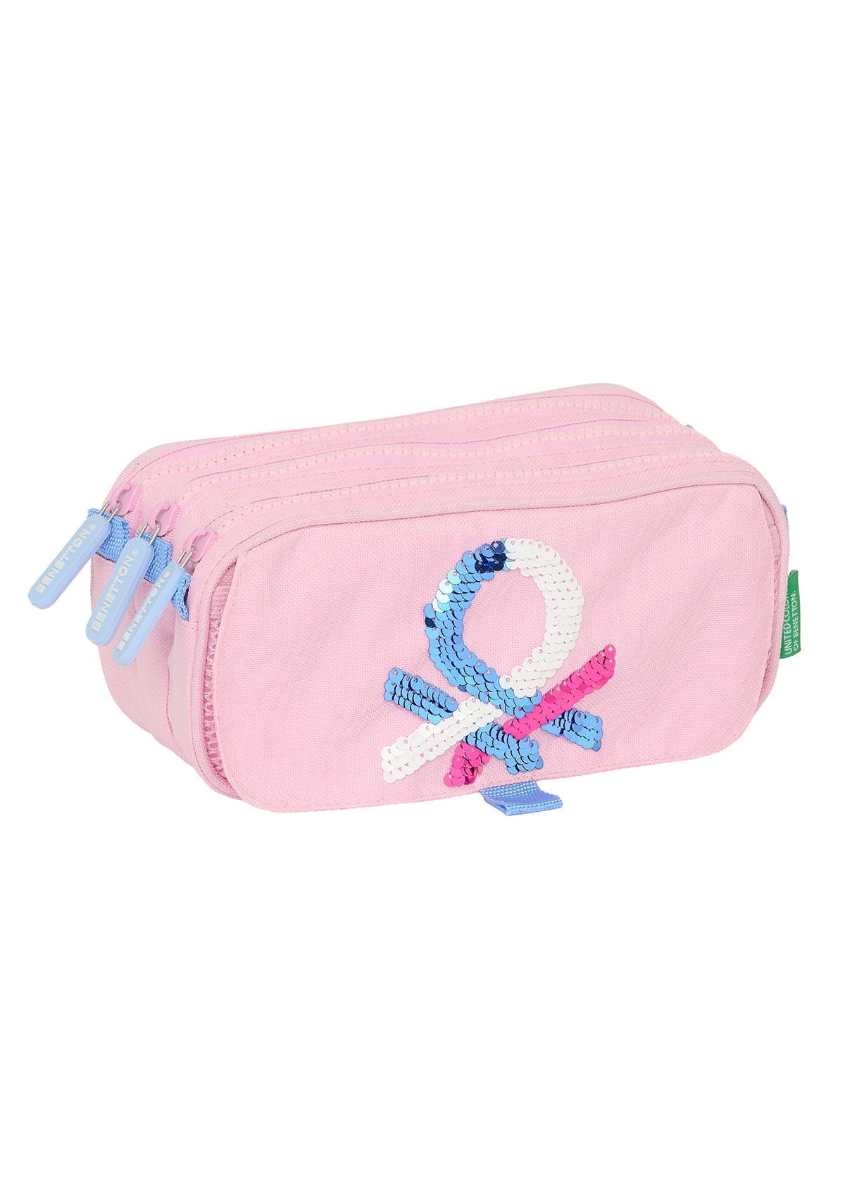 Benetton Pink Large Triple Pencil Case