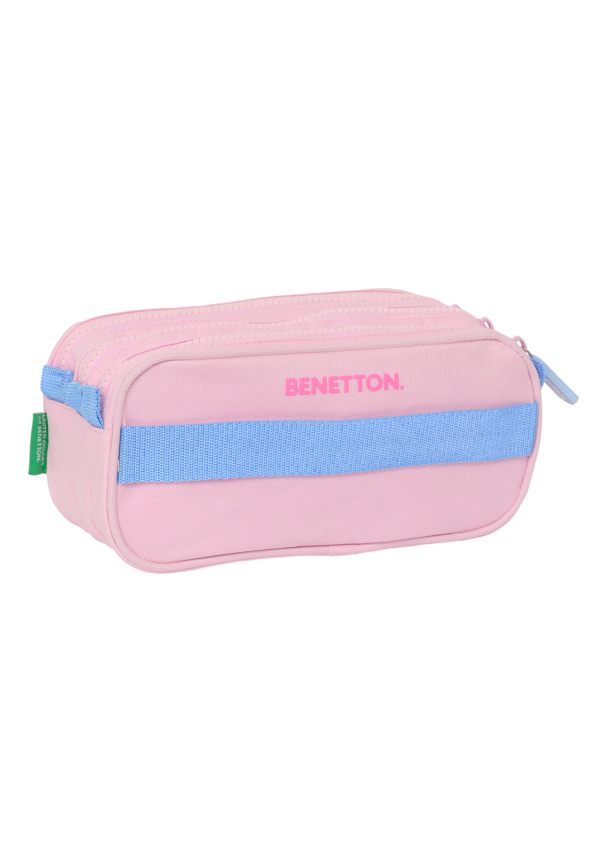 Benetton Pink Large Triple Pencil Case