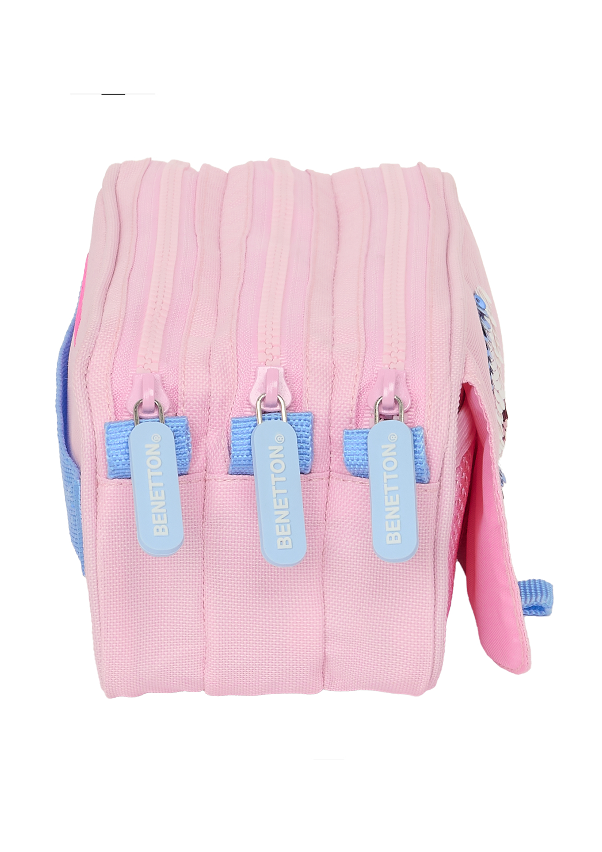 Benetton Pink Large Triple Pencil Case