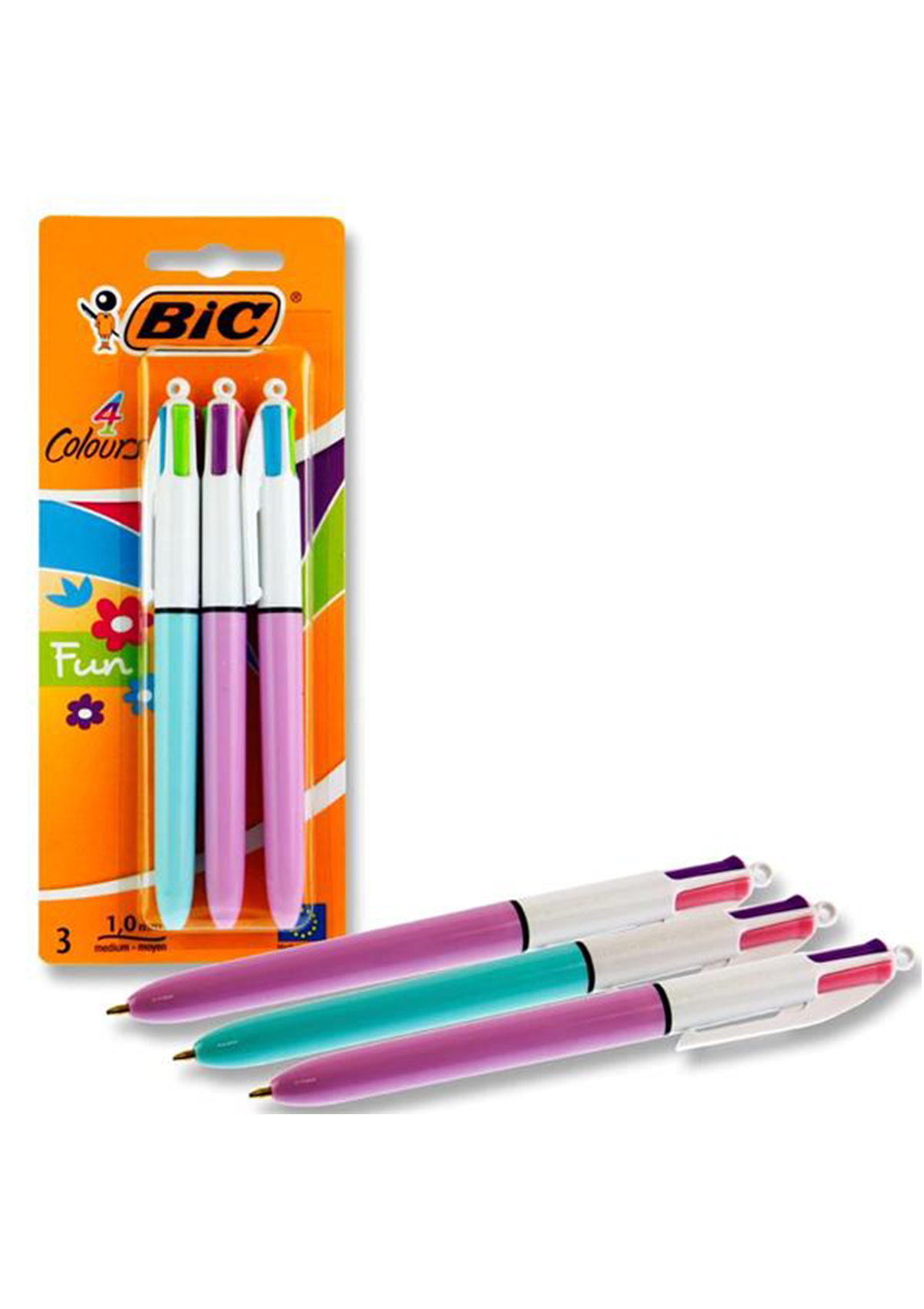 BIC Card 3 4 Colour Ballpoint Pens - Fun