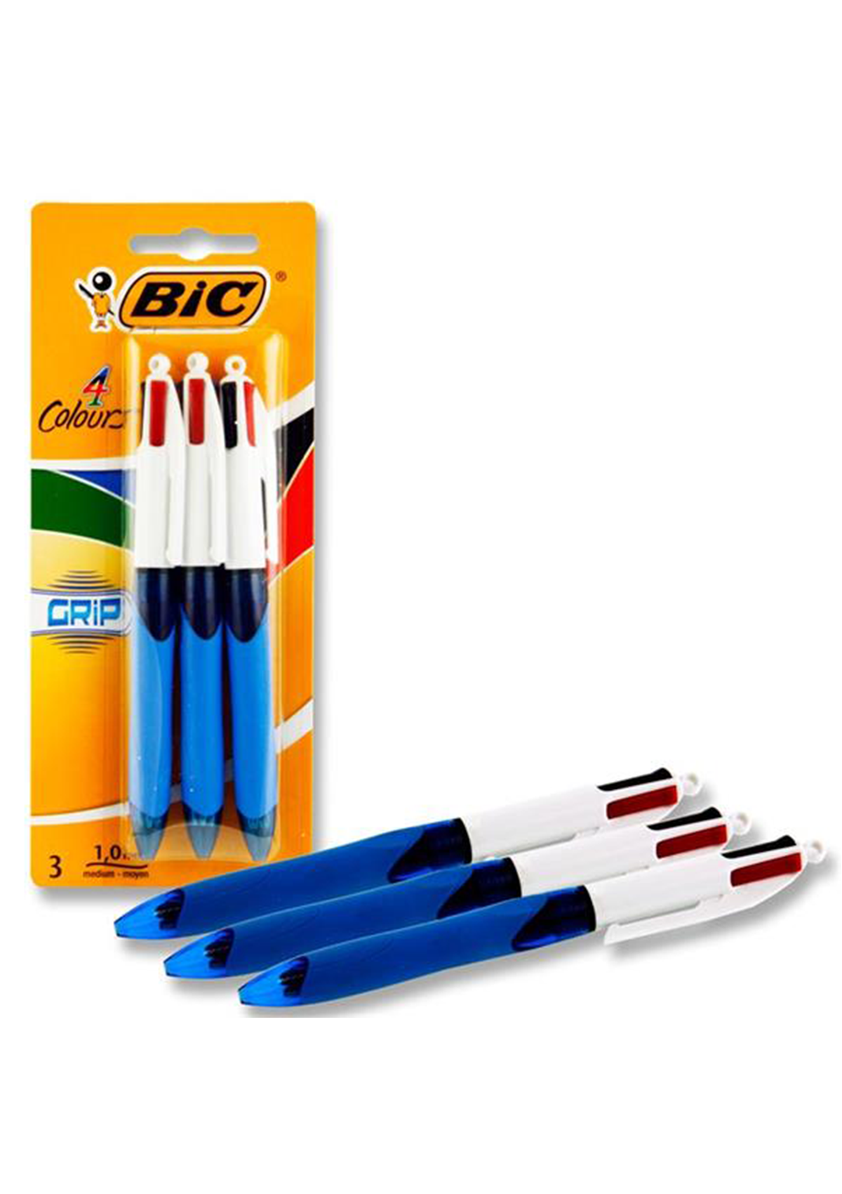 BIC Card 3 4 Colour Ballpoint Pens - Grip