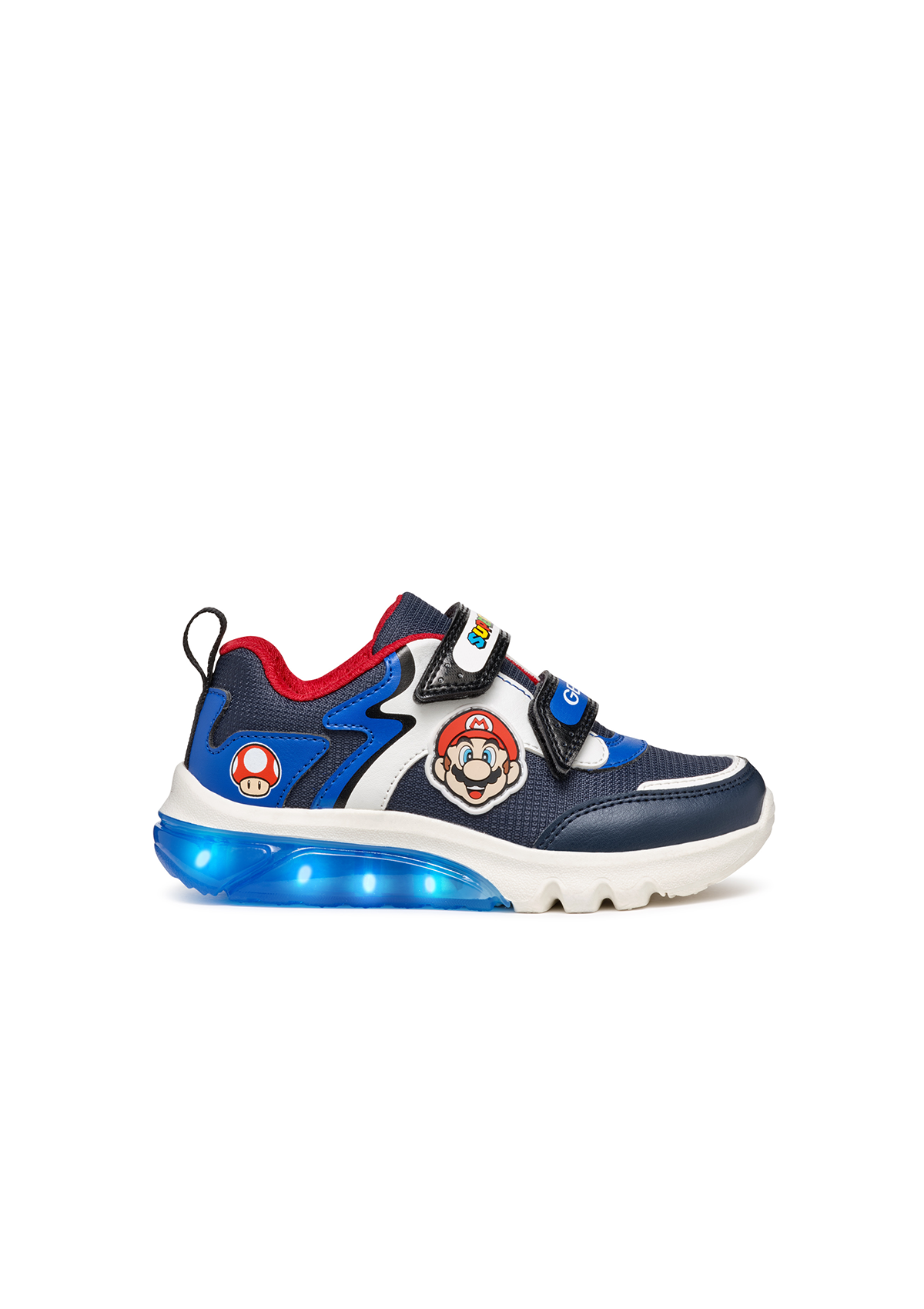 Geox Junior Boys Trainer CIBERDRON Lights-Up Super Mario Navy/Royal