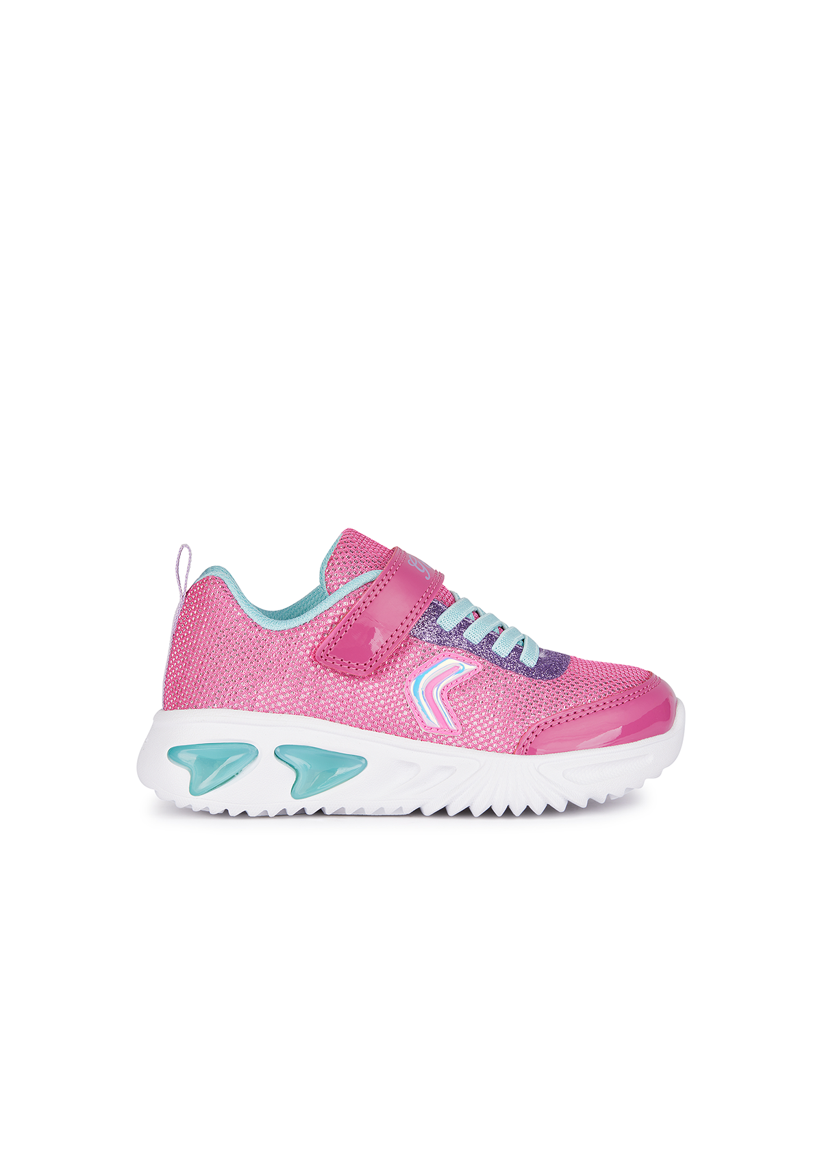 Geox Girls Trainer ASSISTER Lights-Up Fuchsia Aqua