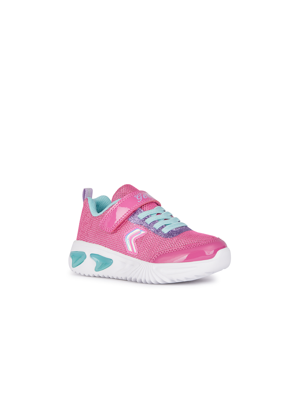 Geox Girls Trainer ASSISTER Lights-Up Fuchsia Aqua