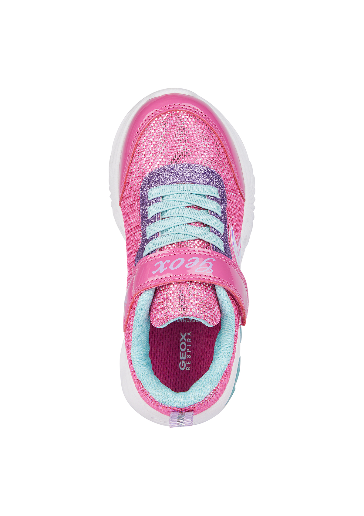 Geox Girls Trainer ASSISTER Lights-Up Fuchsia Aqua