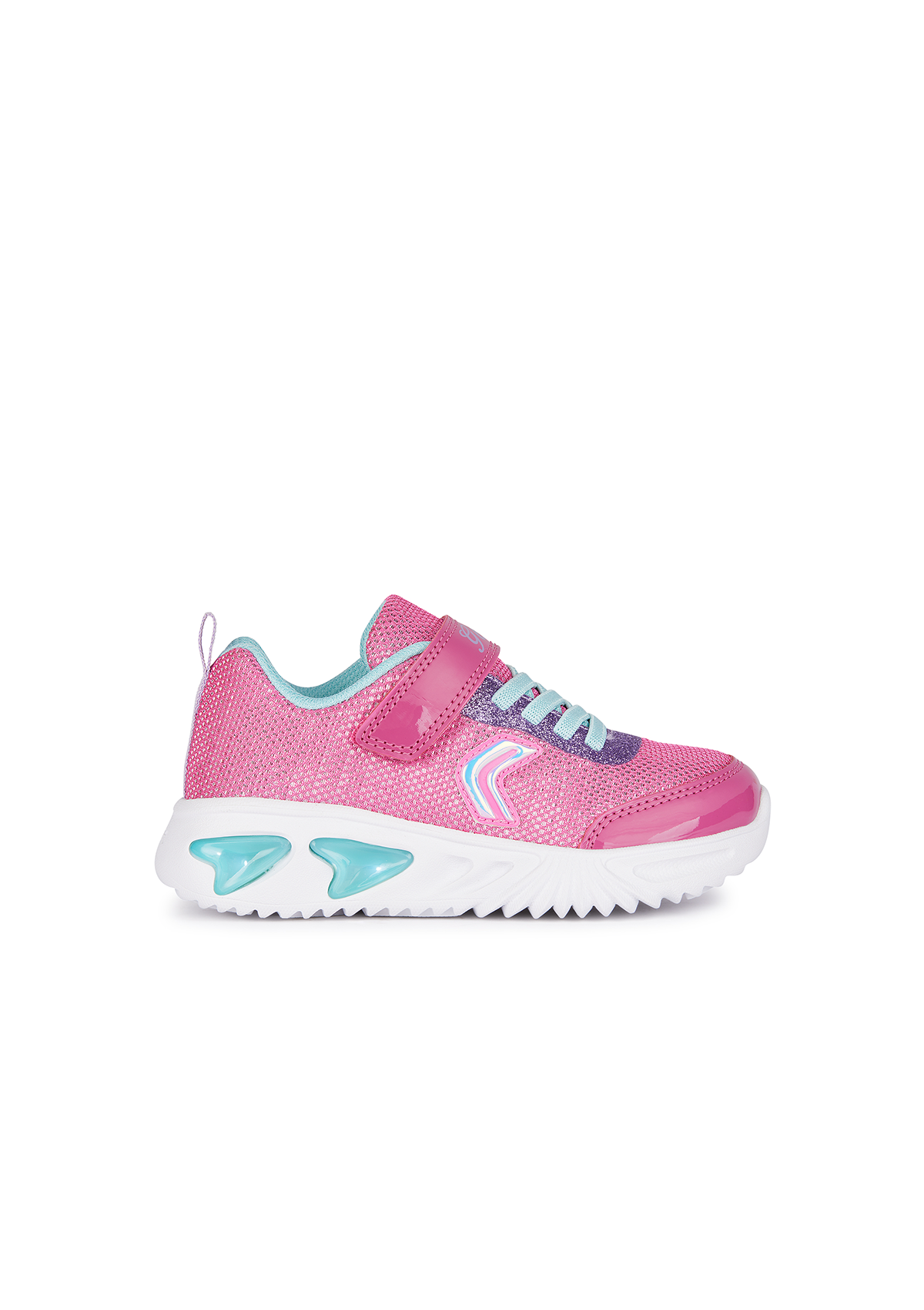 Geox Girls Trainer ASSISTER Lights-Up Fuchsia Aqua