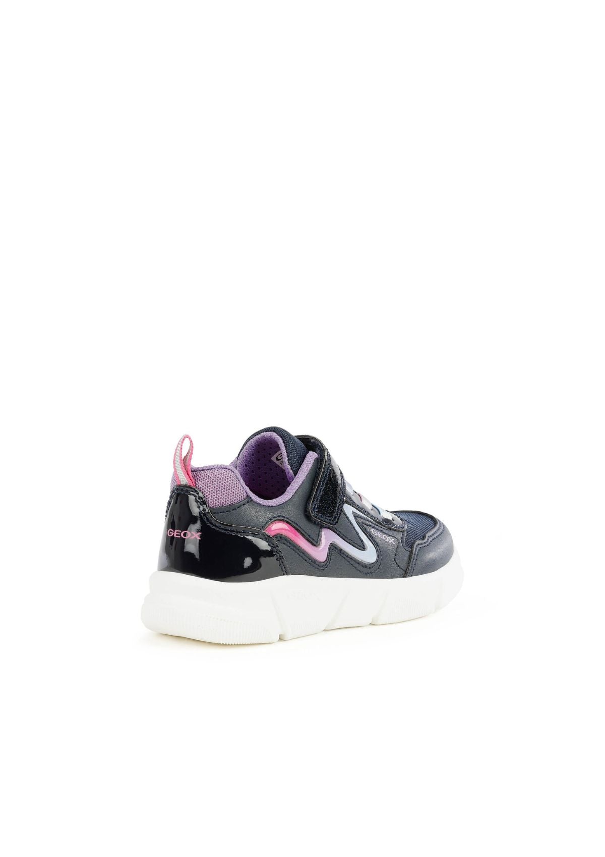 Geox Girls Trainers ARIL Lights-up Navy Lilac sideback