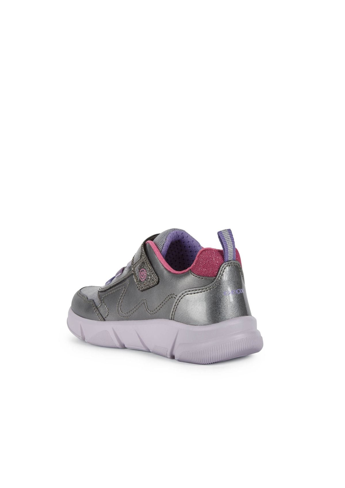 Geox Girls Trainers ARIL Lights-up Silver Lilac back