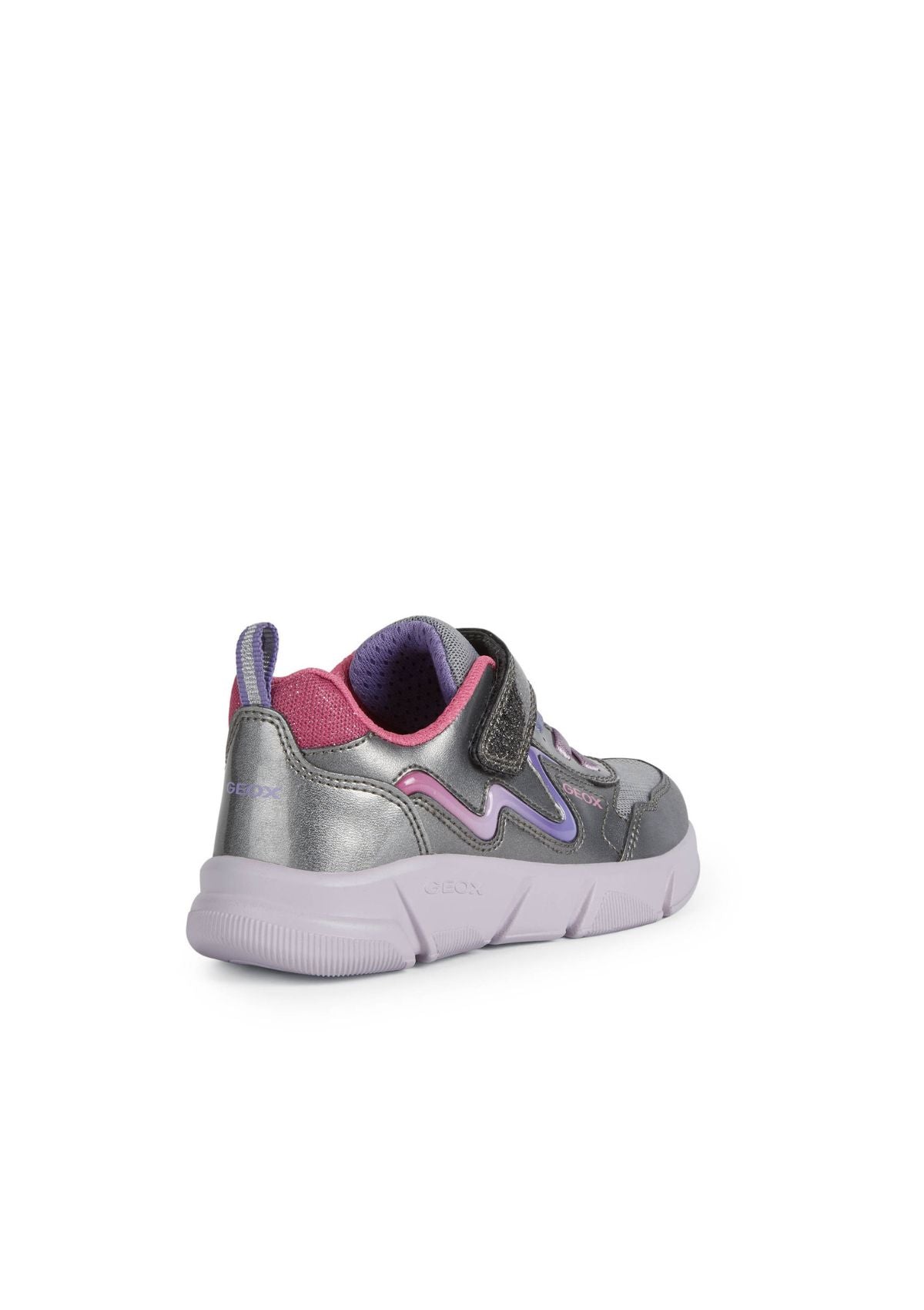 Geox Girls Trainers ARIL Lights-up Silver Lilac side back