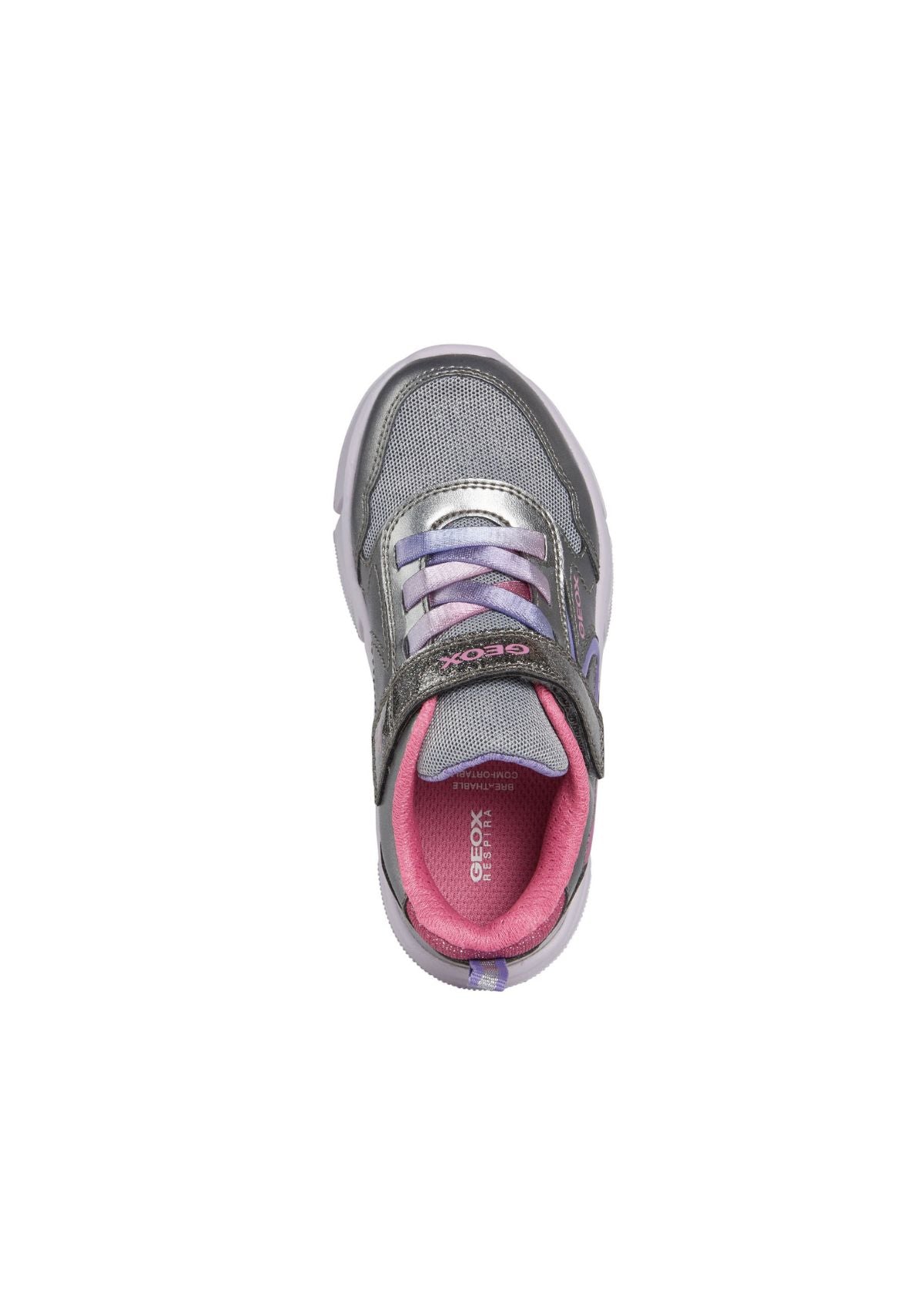 Geox Girls Trainers ARIL Lights-up Silver Lilac up