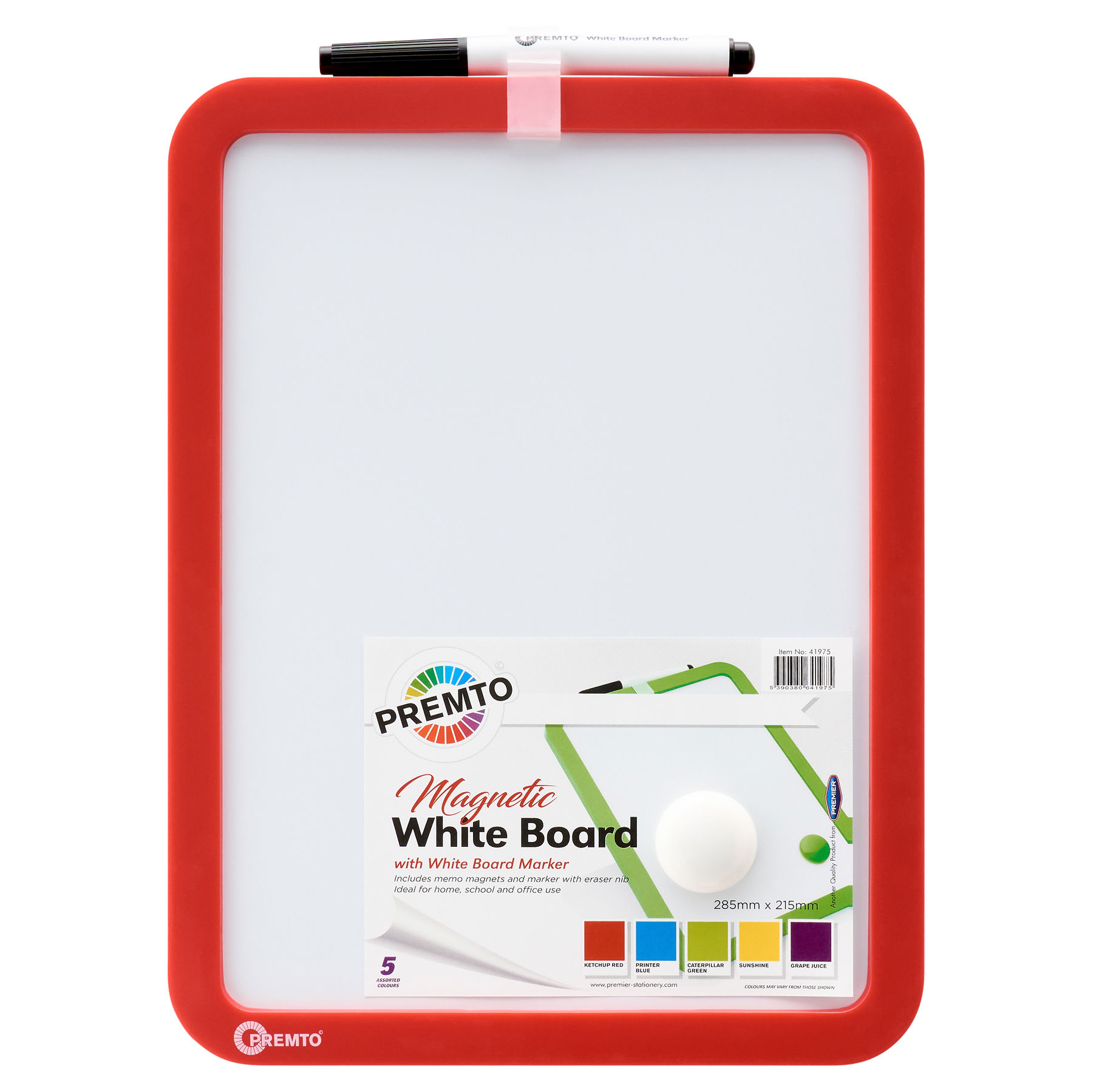 Magnetic Dry Wipe Whiteboard With Dry Wipe Marker 5 Asst
