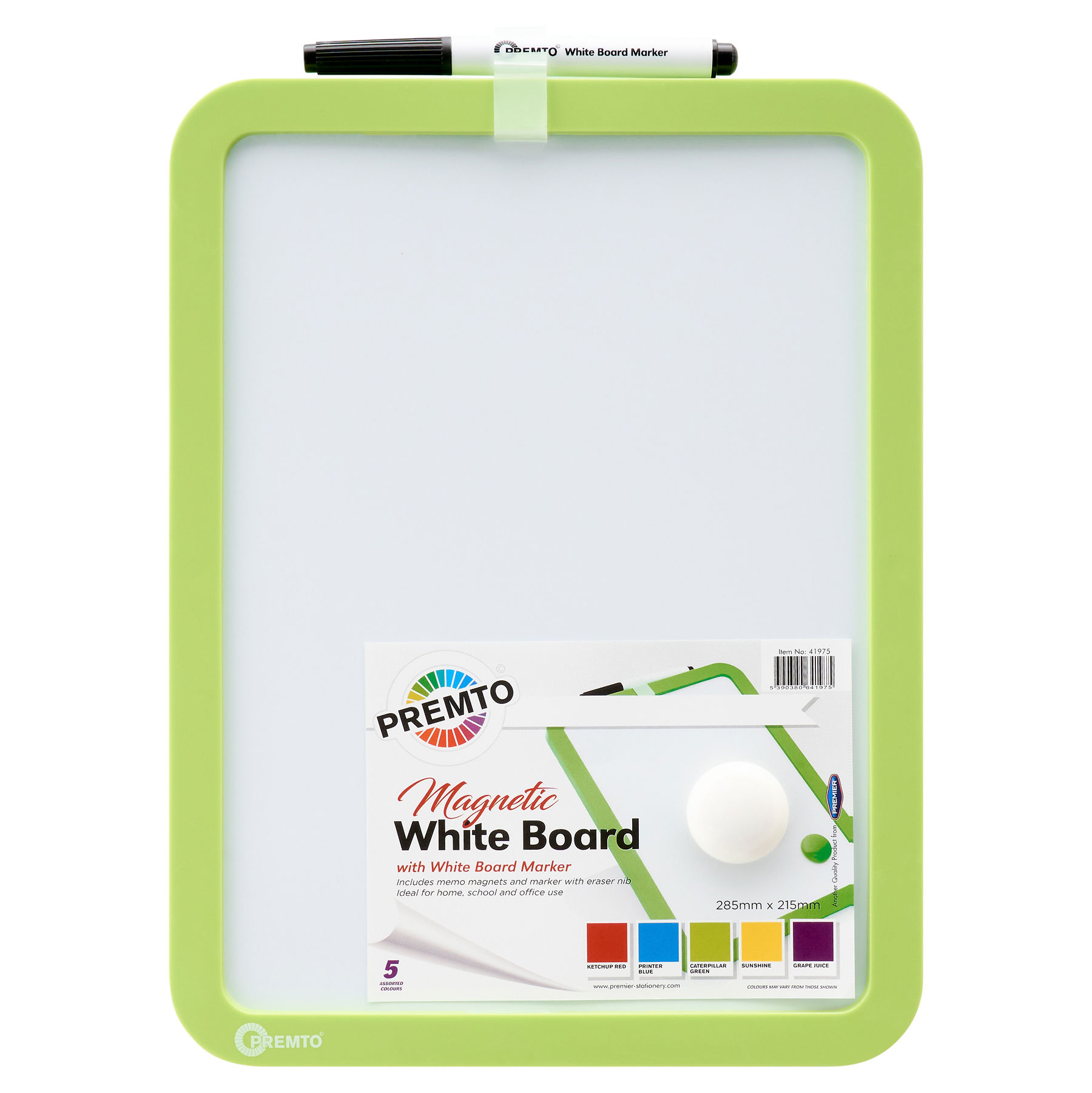 Magnetic Dry Wipe Whiteboard With Dry Wipe Marker 5 Asst