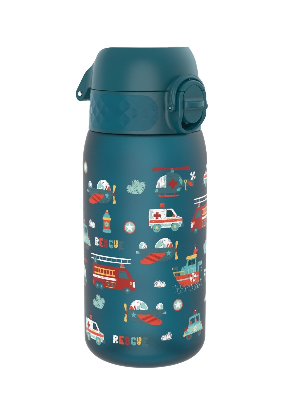 ION8 Recyclon Rescue Vehicles Teal Water Bottle Leak Proof 350ml (12oz) BPA Free Z2