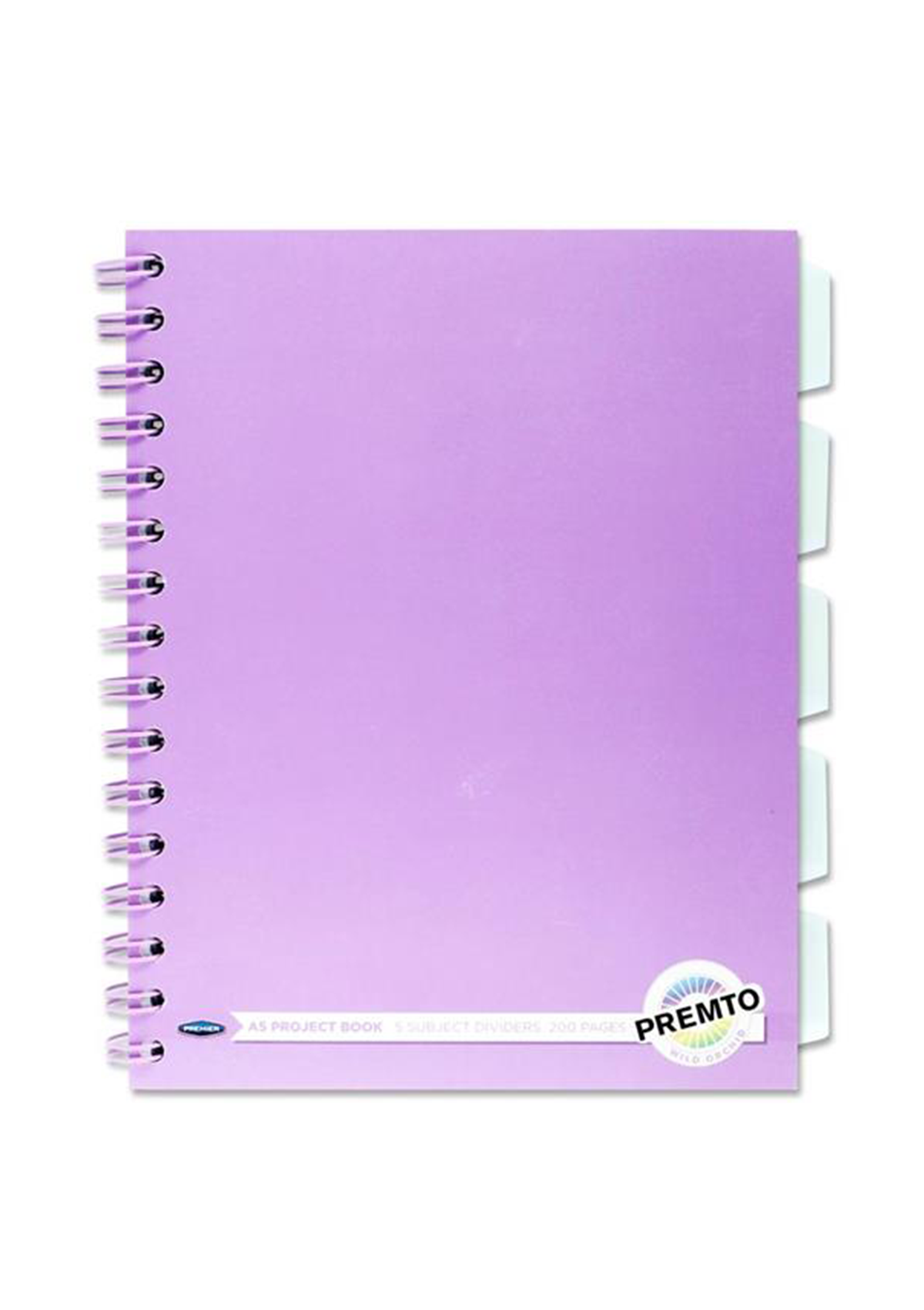 Pastel A5 200pg 5 Subject Wiro Notebook 4 Asst