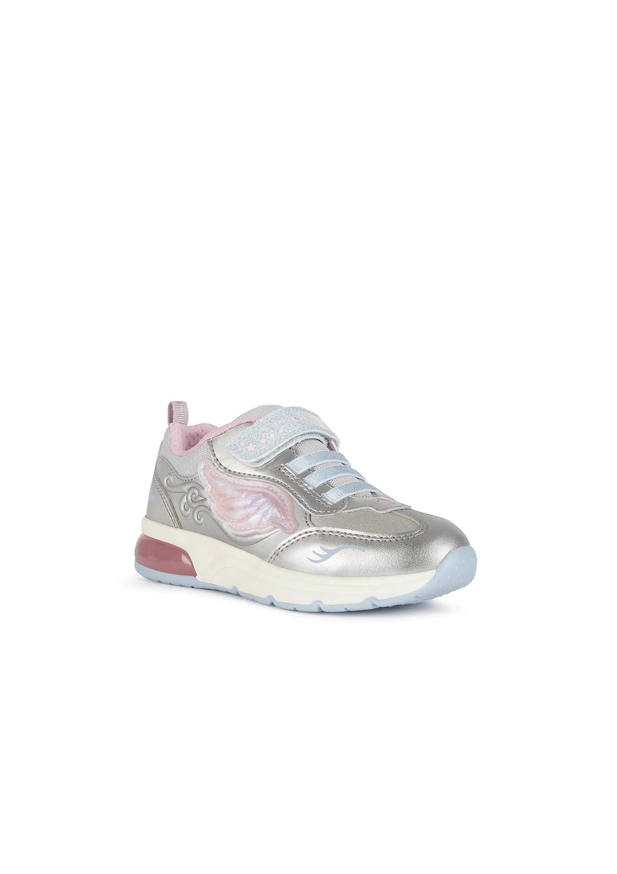 Geox Girls Trainers SPACECLUB Silver Pink