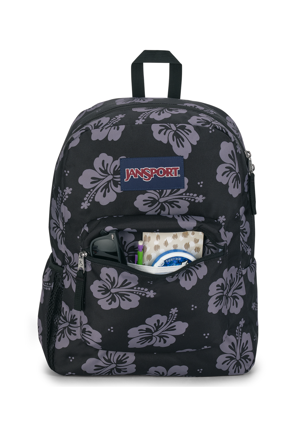 Black jansport backpack sales with red roses