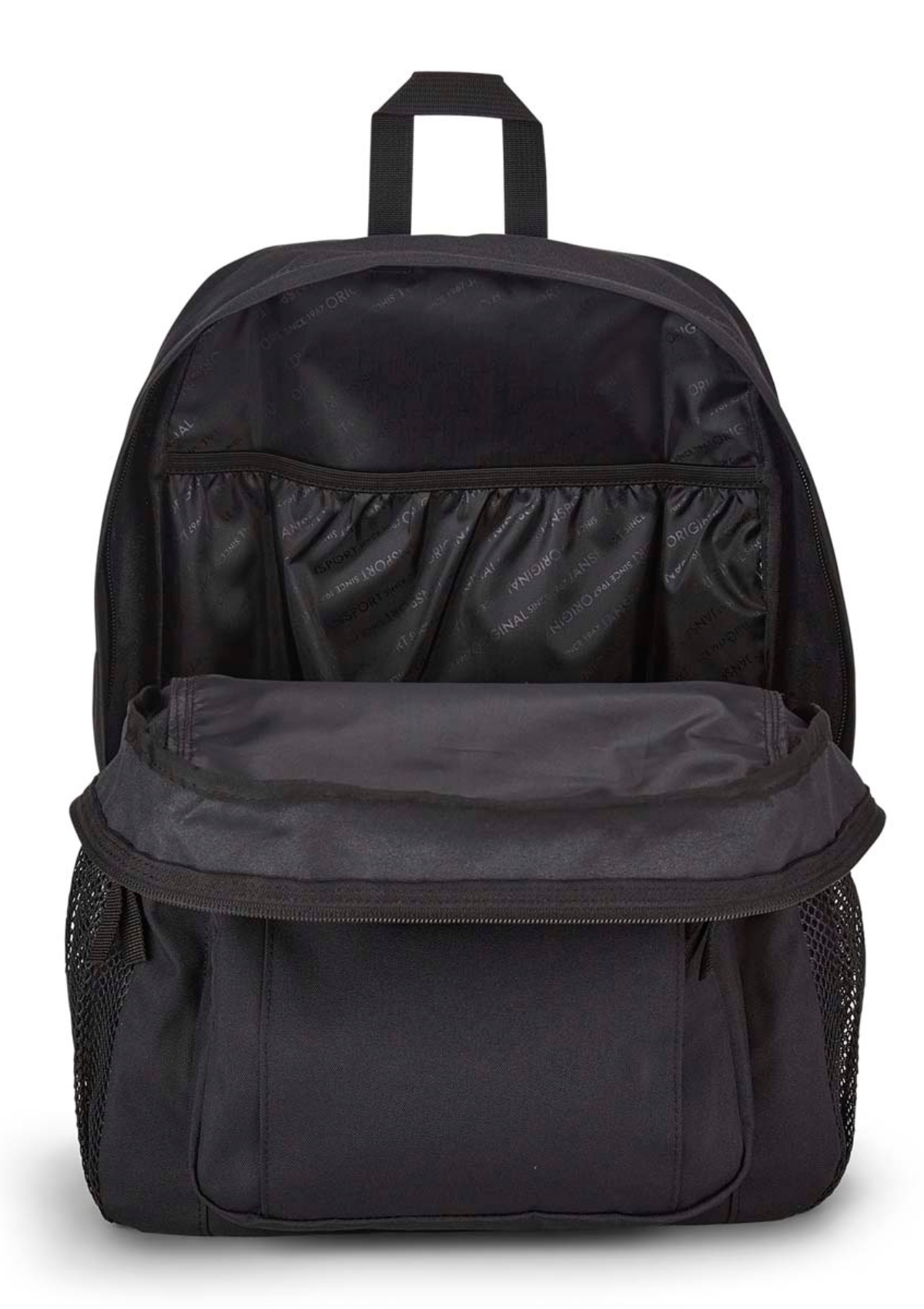 Jansport black leather sales backpack