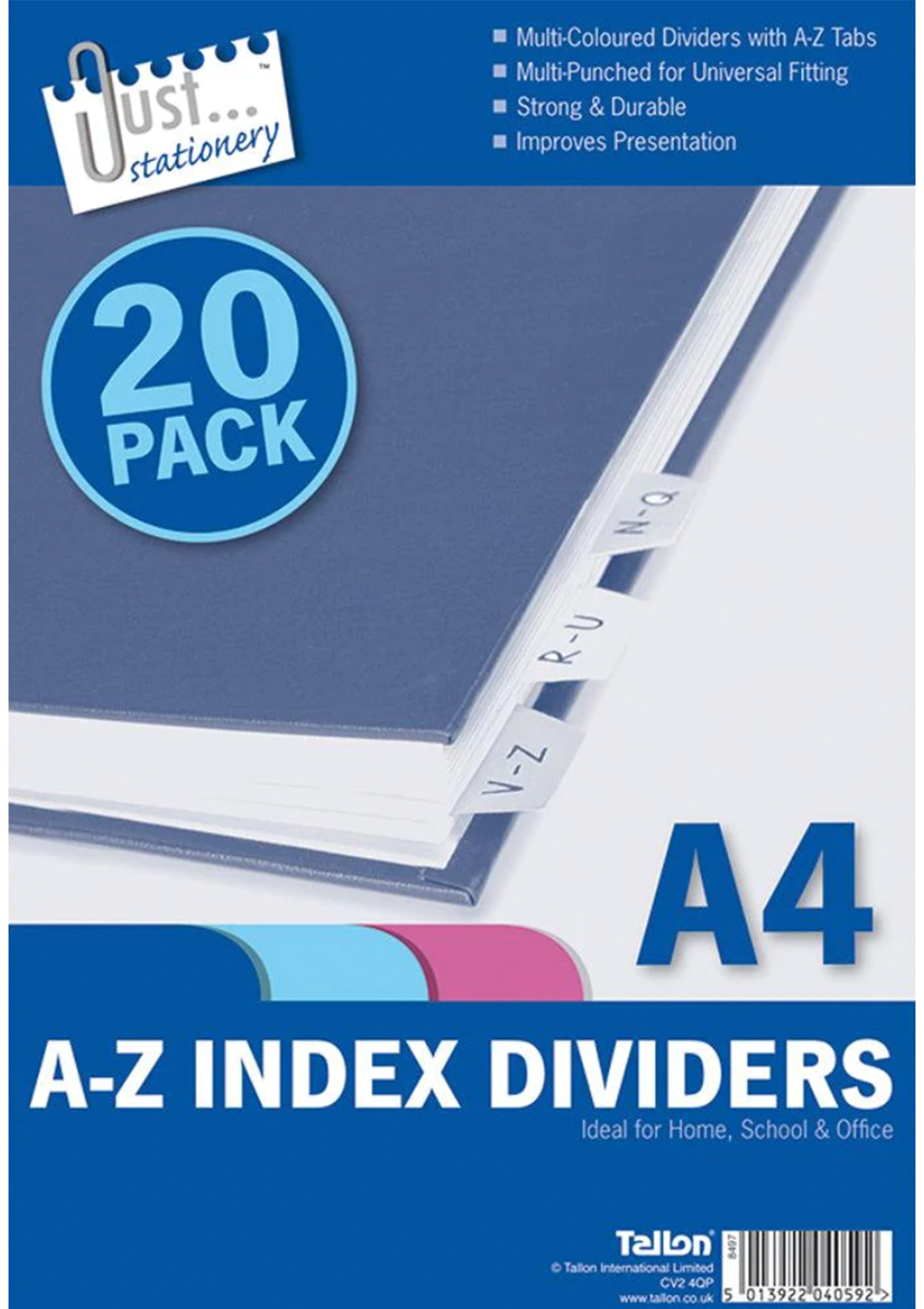 Just Stationery A-Z Index Dividers | Pack of 20
