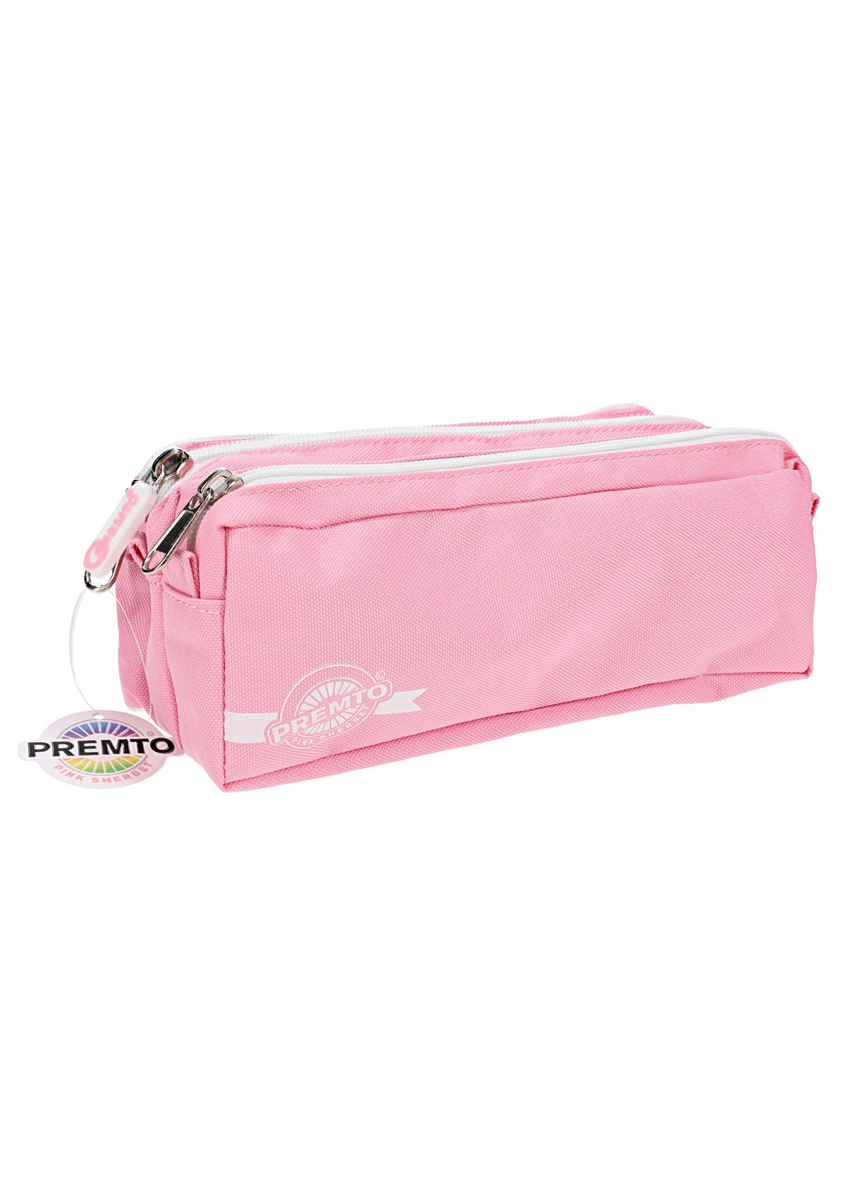 Pastel 3 Pocket Pencil Case - Pink Sherbet