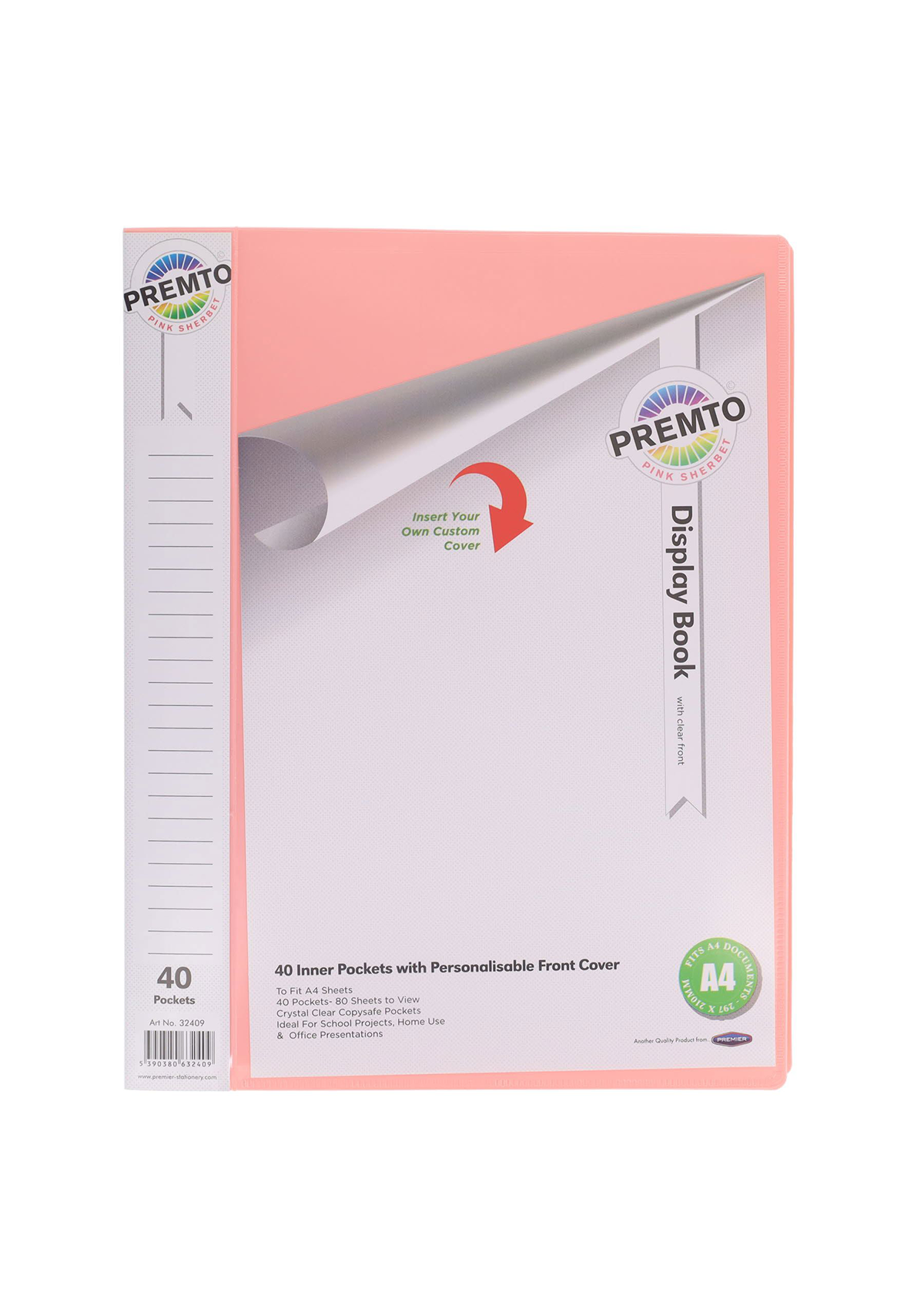 Pastel A4 40 Pocket Display Book - Pink Sherbet