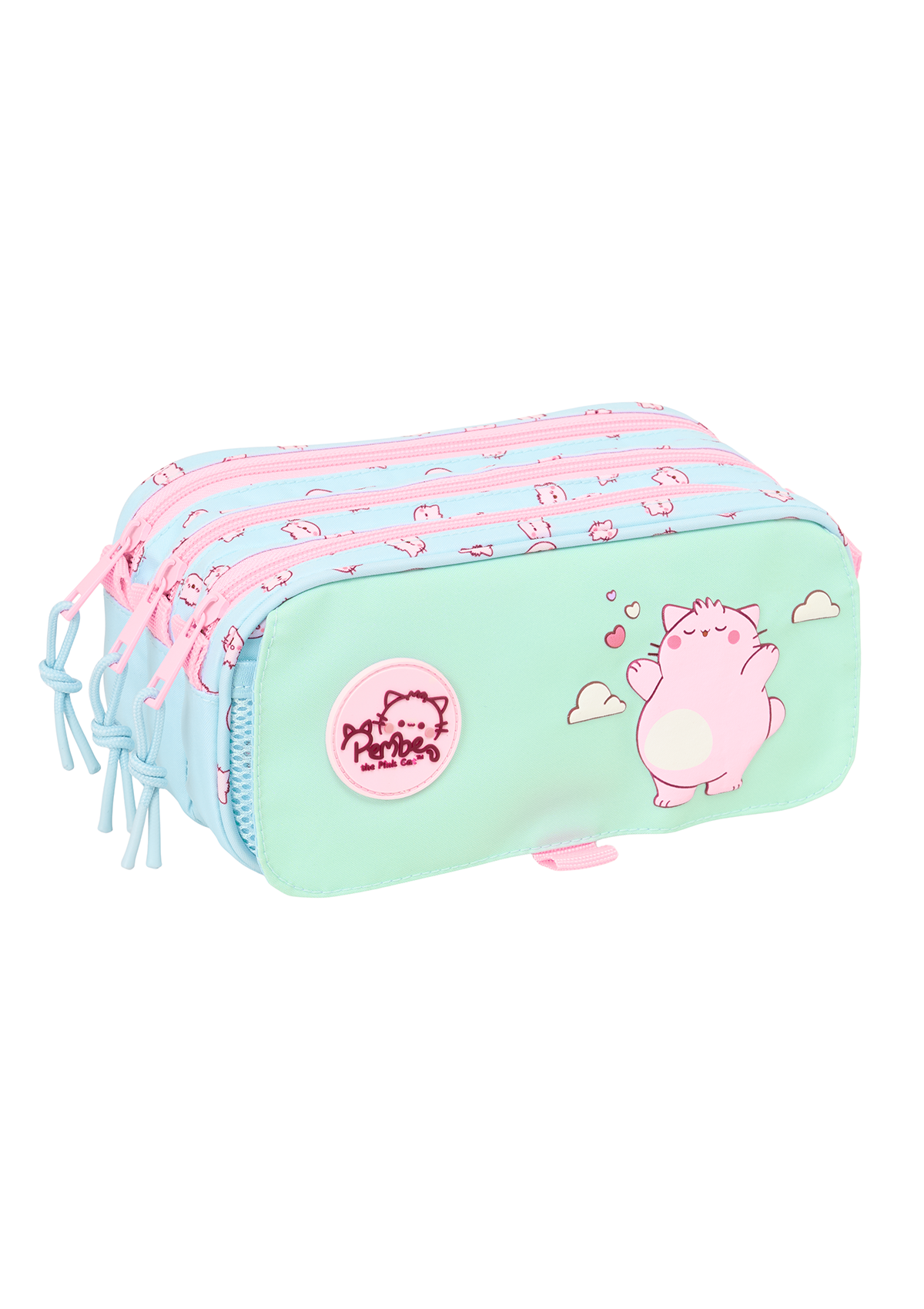 Pembe The Pink Cat Large Triple Pencil Case