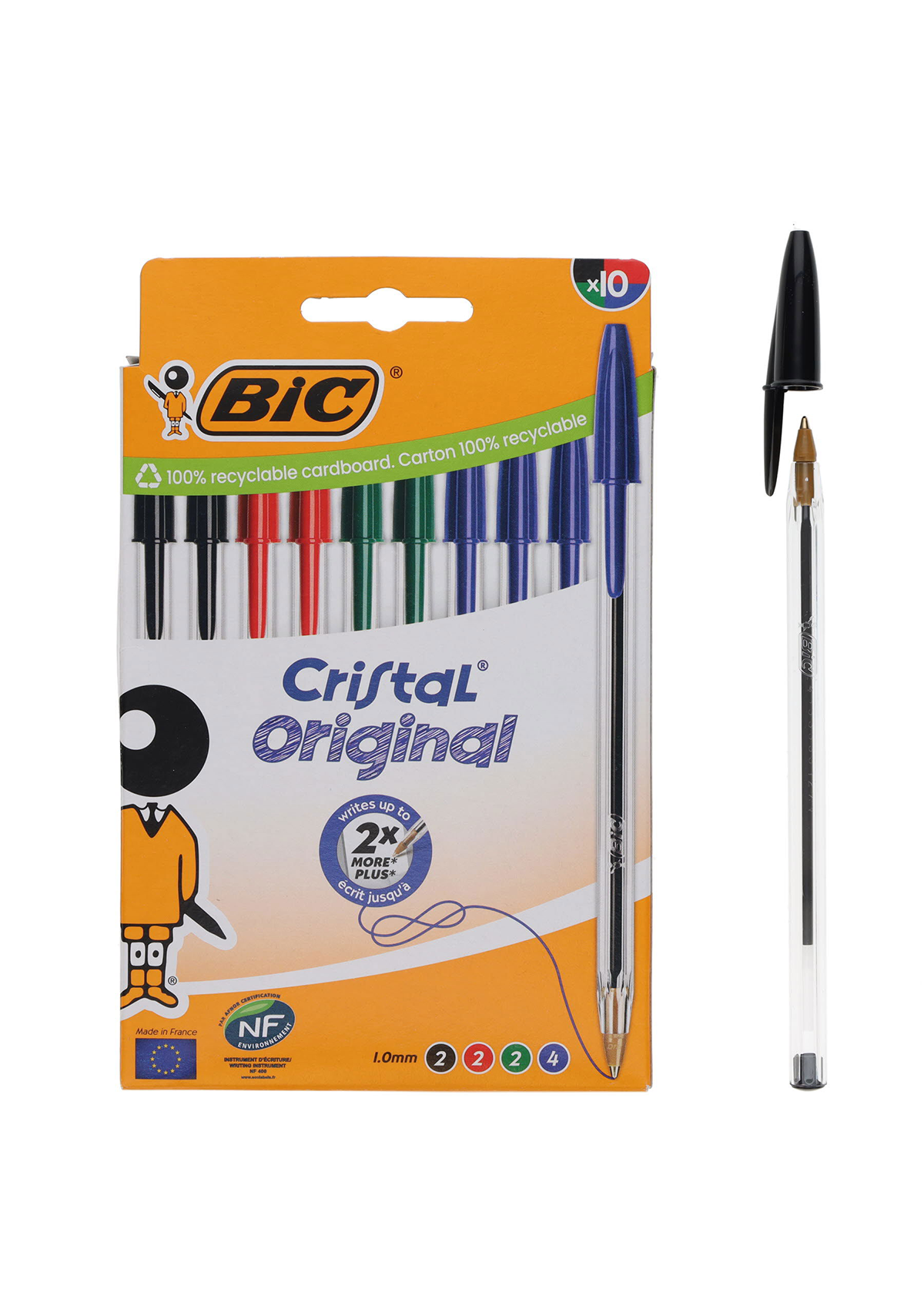 Pkt.10 Cristal Ballpoint Pen - Assorted