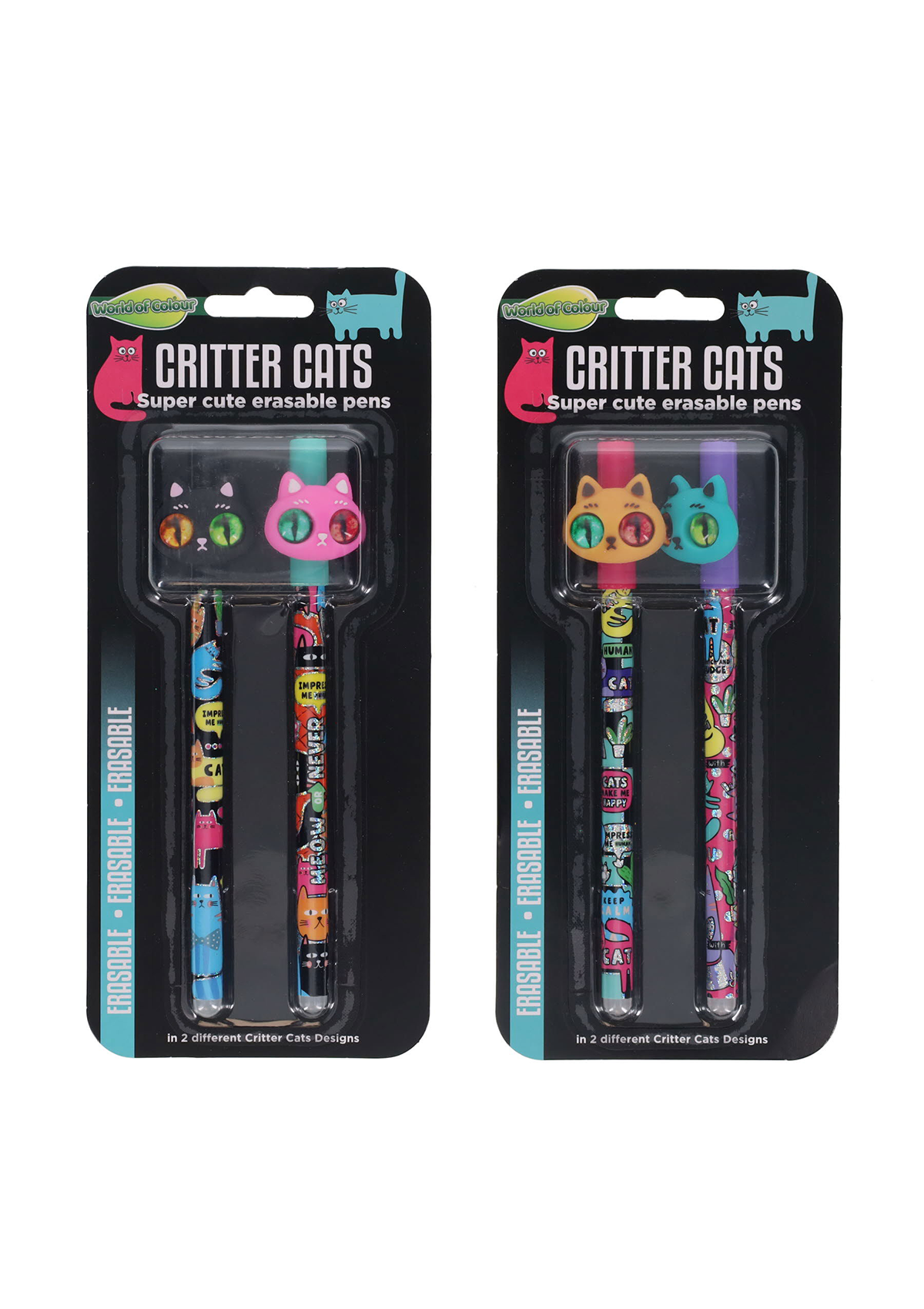 Pkt.2 Critter Cats Erasable Pens