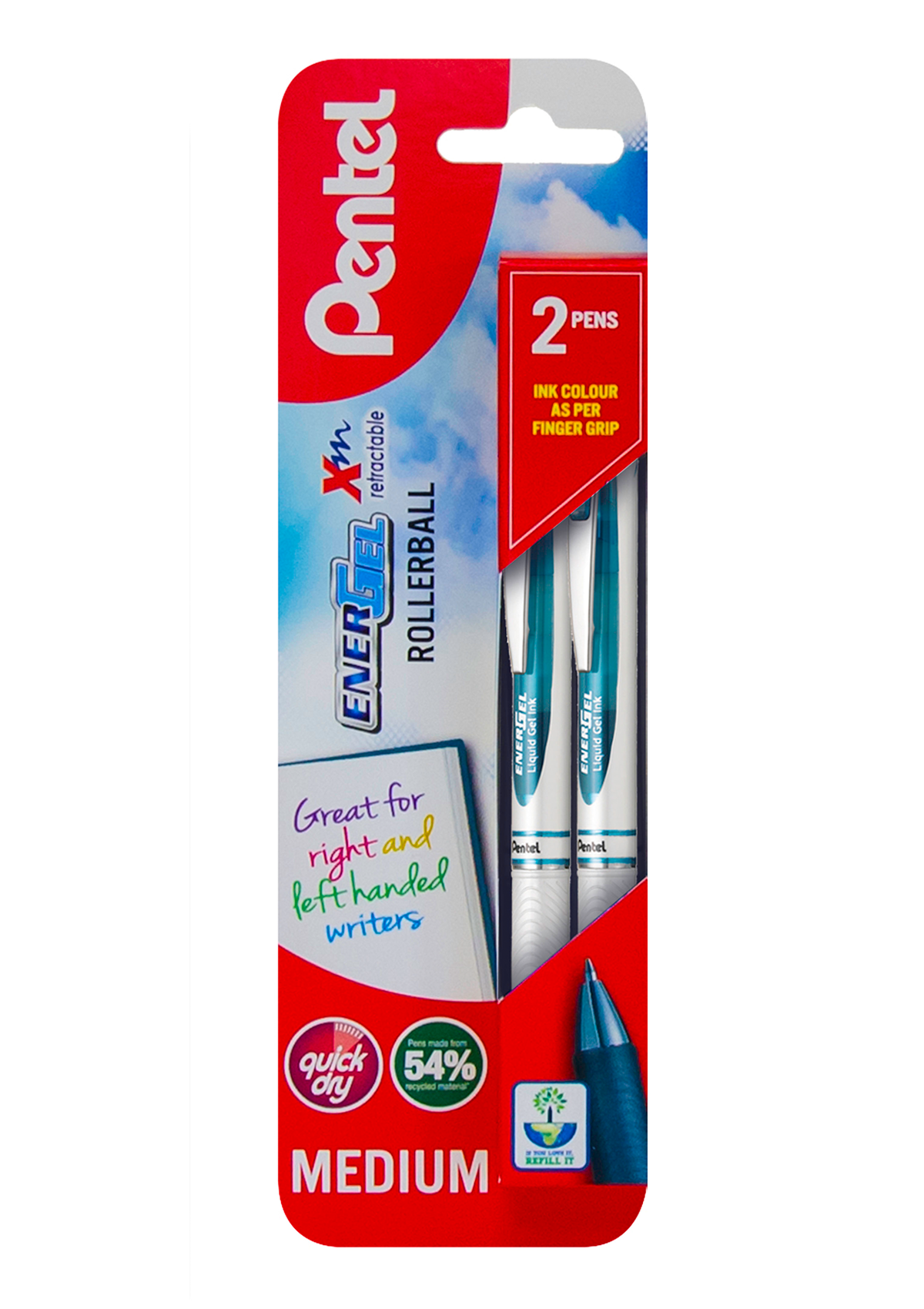 Pentel * Pkt.2 Energel Ice 0.7mm Rollerball Gel Pens - Black