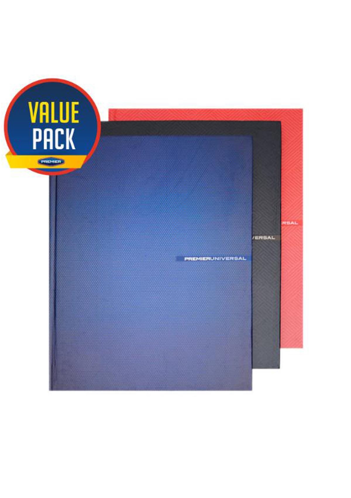 Pkt.3 A4 160pg Asst Hardcover Notebooks - Bold