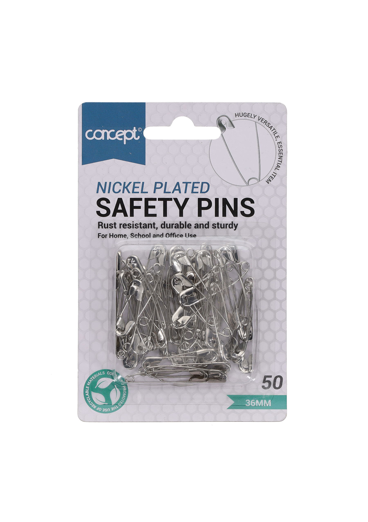 Pkt.50 36mm Nickel Safety Pins