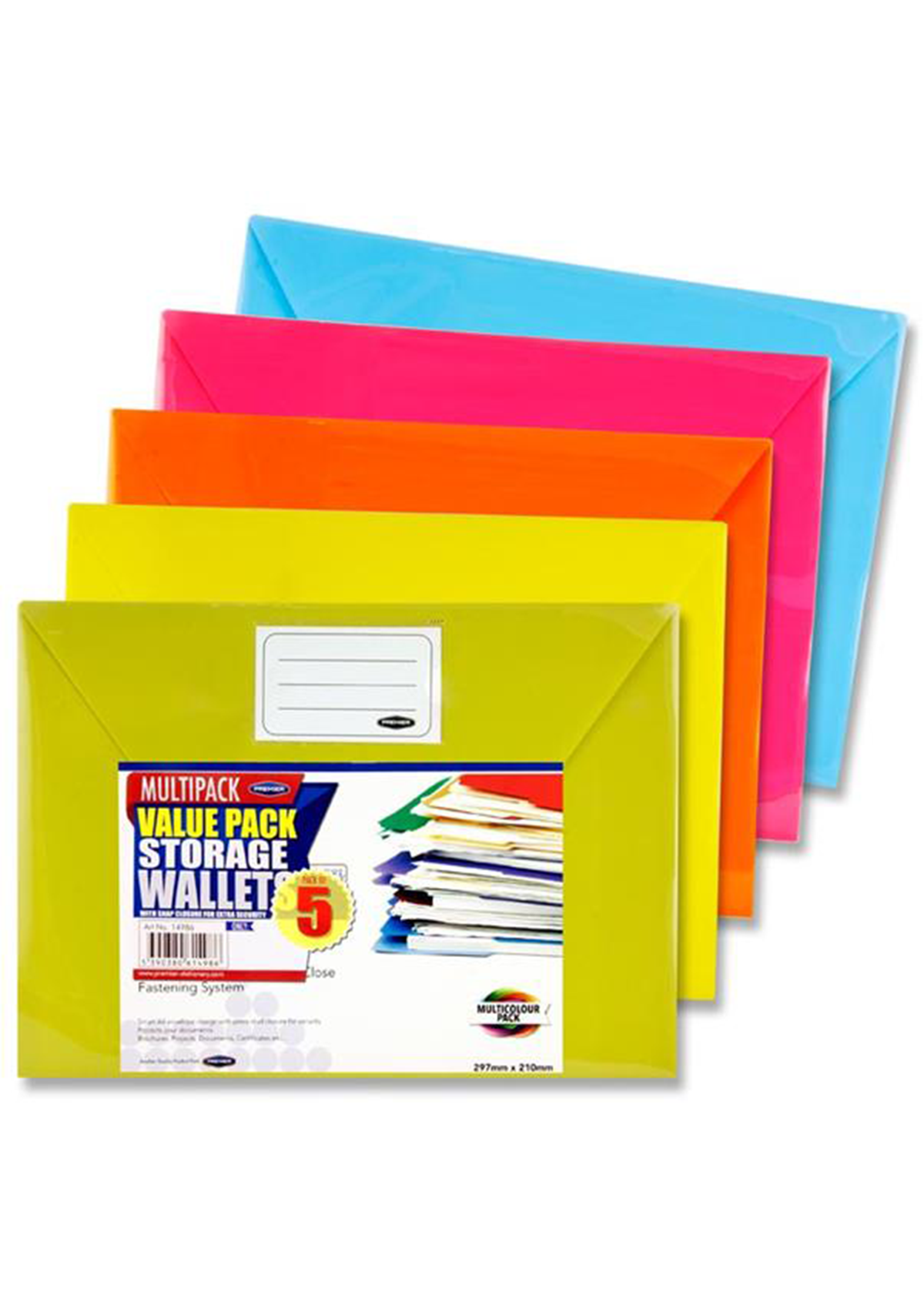 Pkt.5 A4 Button Document Wallets
