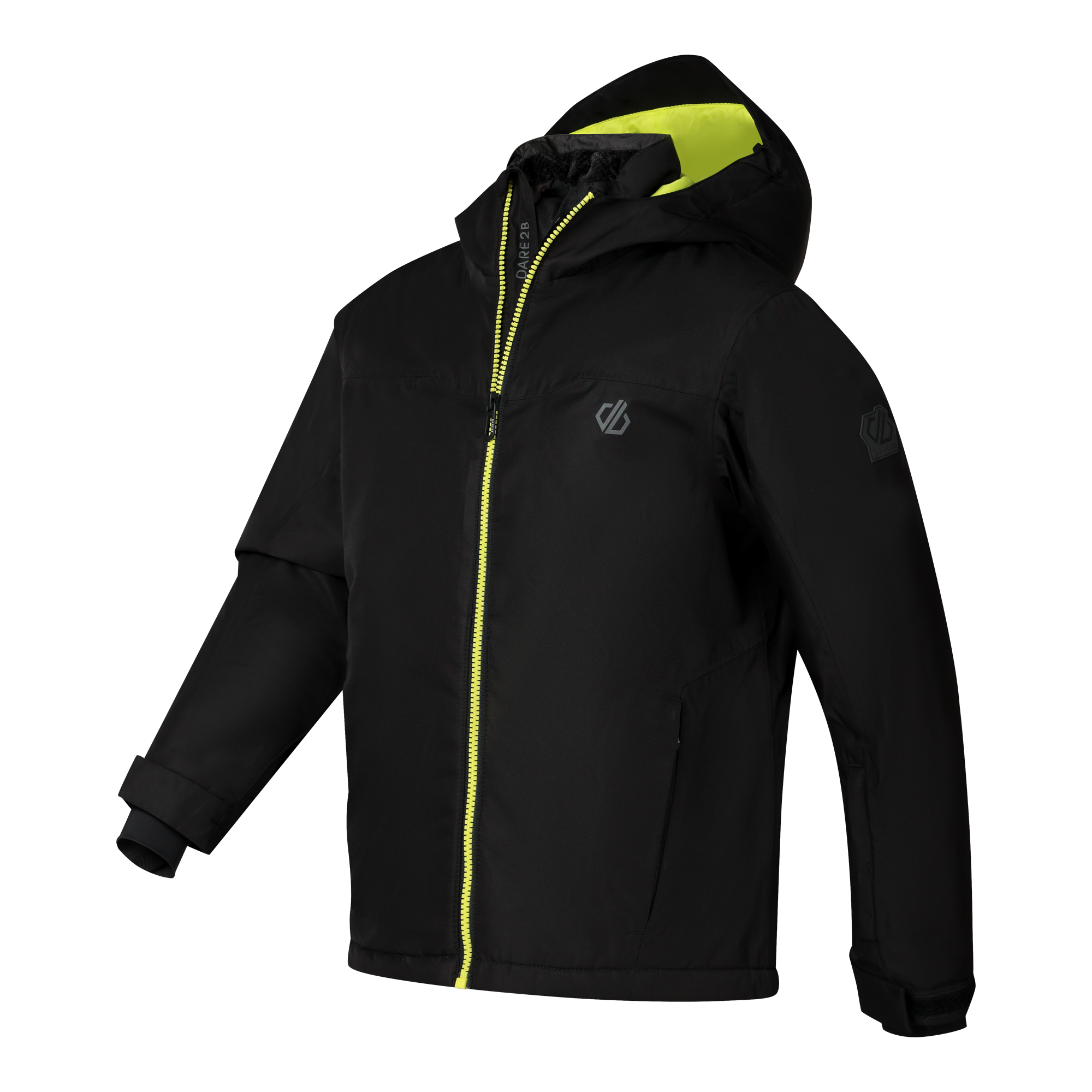 Kids' Piste Ski Jacket - Black/ Wild Lime