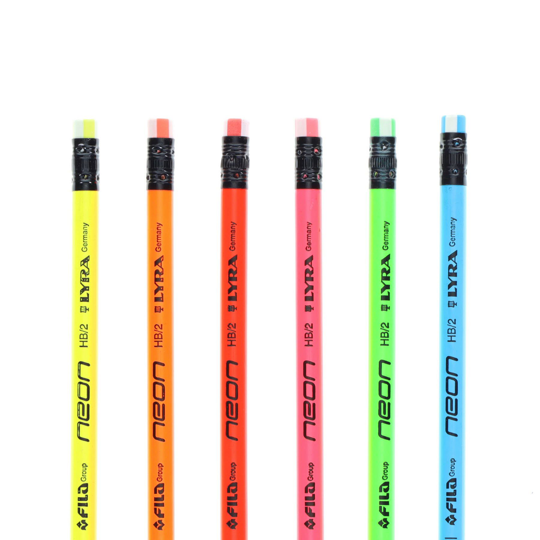 Neon Card 6 Rubber Tipped Hb Pencils