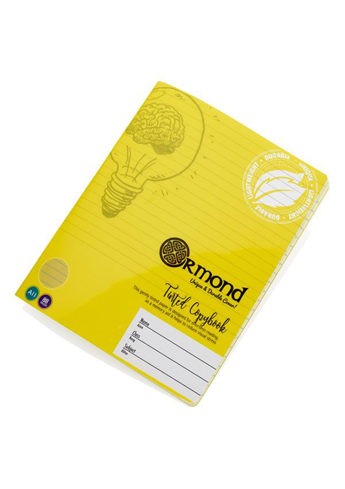 88Pg A11 Durable Cover Visual Aid Memory Copy Book - Yellow