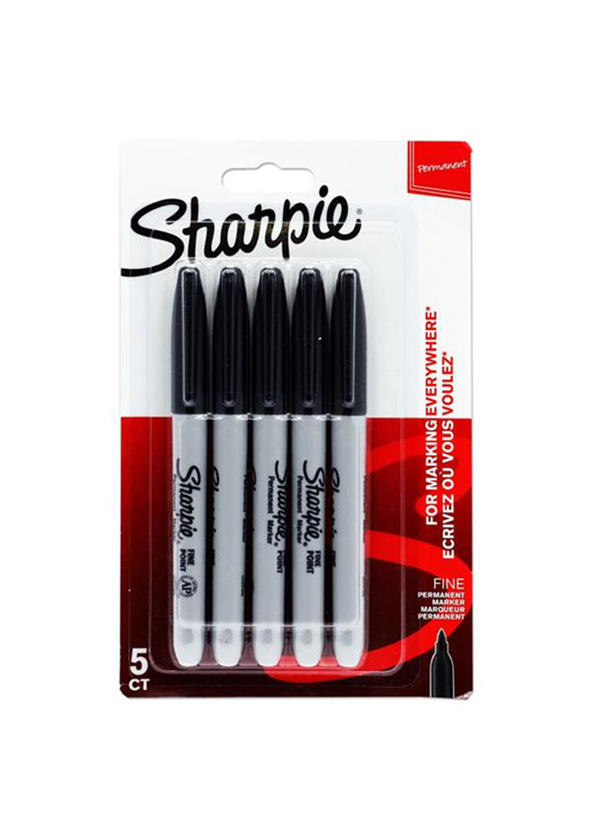 Sharpie Card 5 Fine Tip Permanent Markers - Black