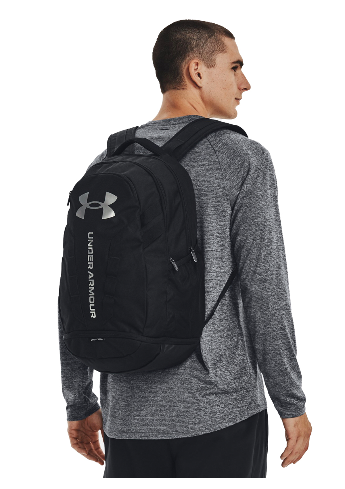 UA Hustle 5.5 Backpack Black Silver