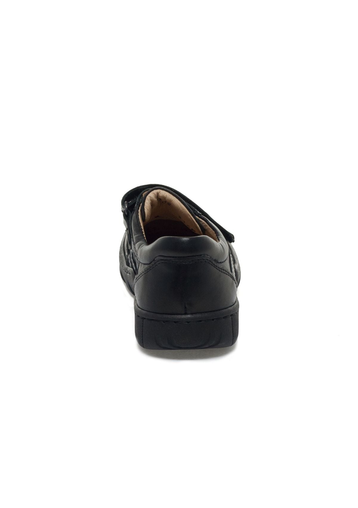 Boys School Shoe-Petasil-Victor (Black Leather) Back view