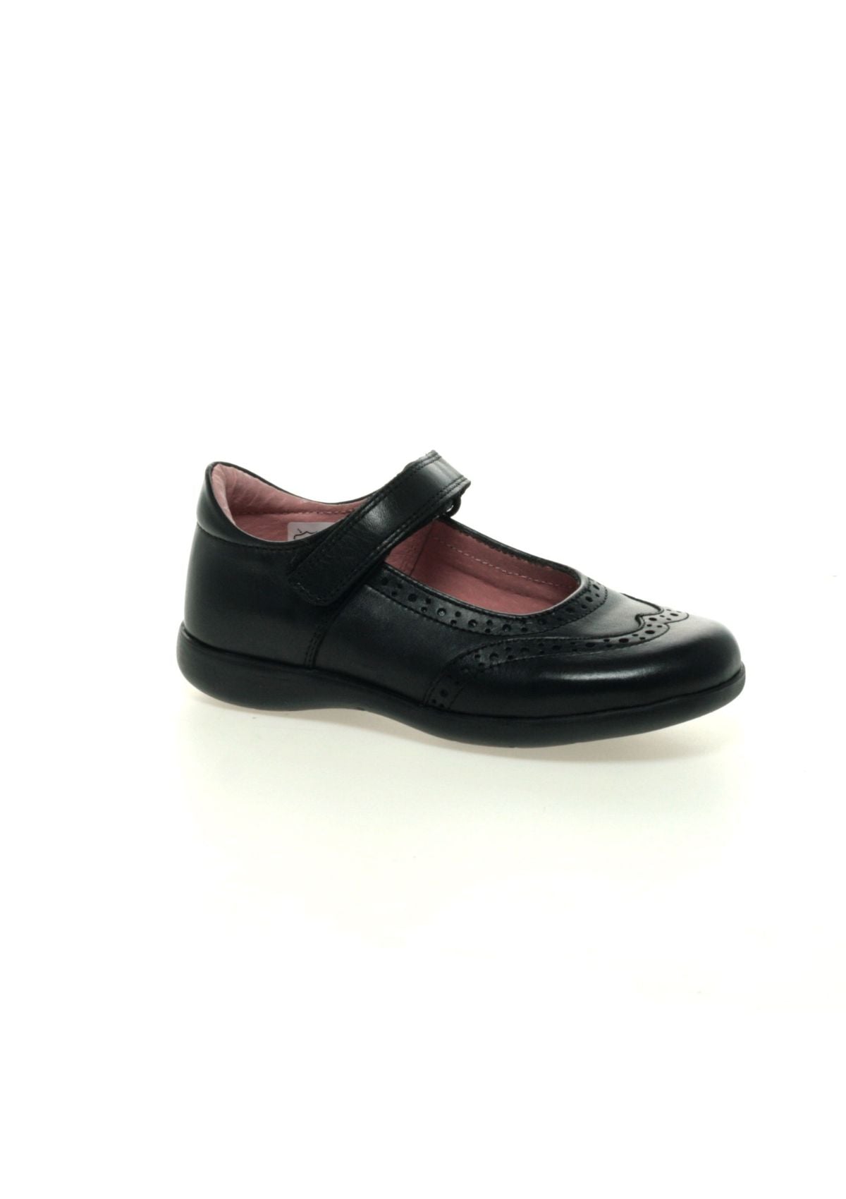 Girls School Shoes-Petasil-Bobbi (Black Leather) Side View