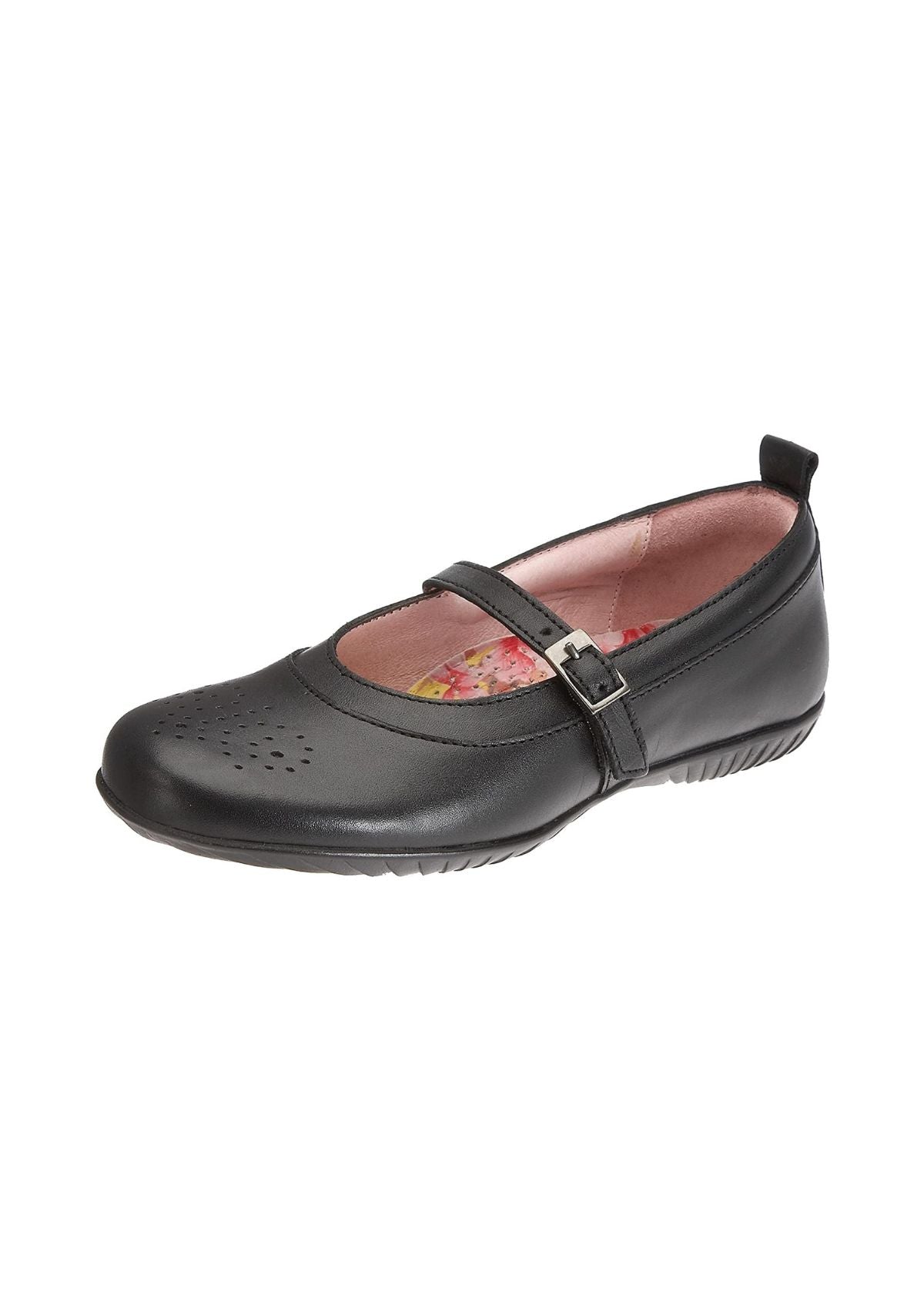 Petasil Girls School Shoes Ethel Black Leather 